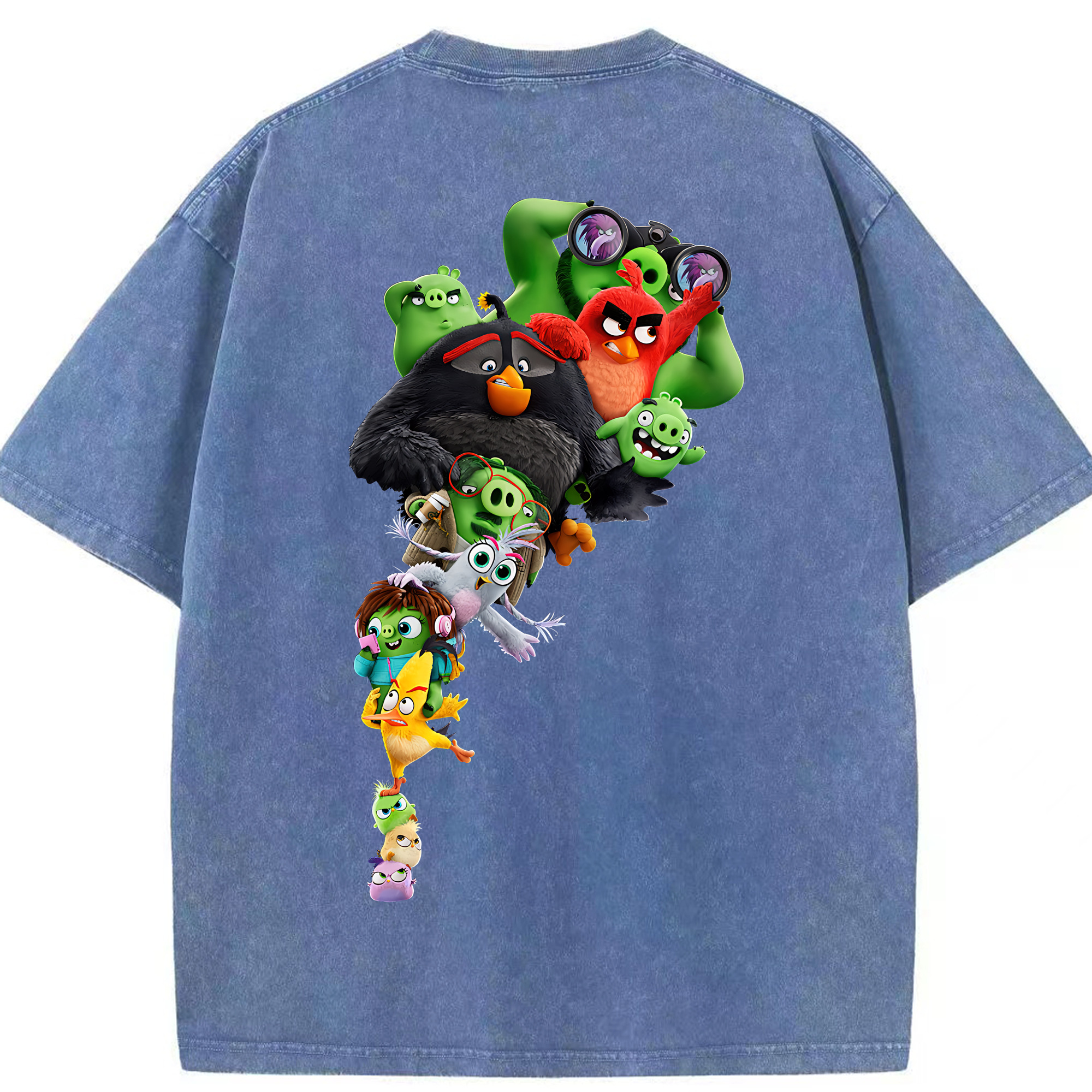 （画像用） Angry Birds アングリーバード 綿100% ヴィンテージ風 半袖Tシャツ（背面プリント）