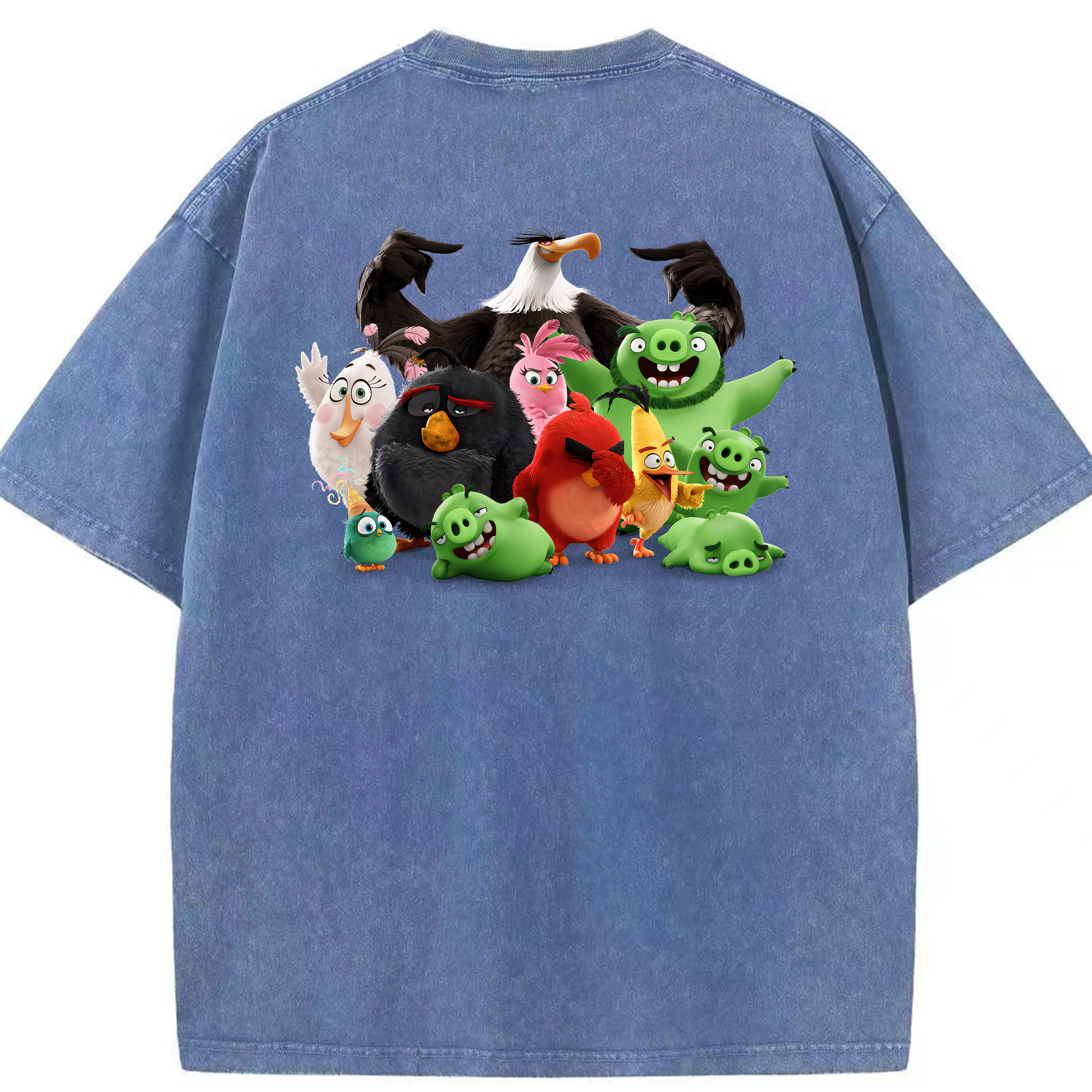（画像用） Angry Birds アングリーバード 綿100% ヴィンテージ風 半袖Tシャツ（背面プリント）