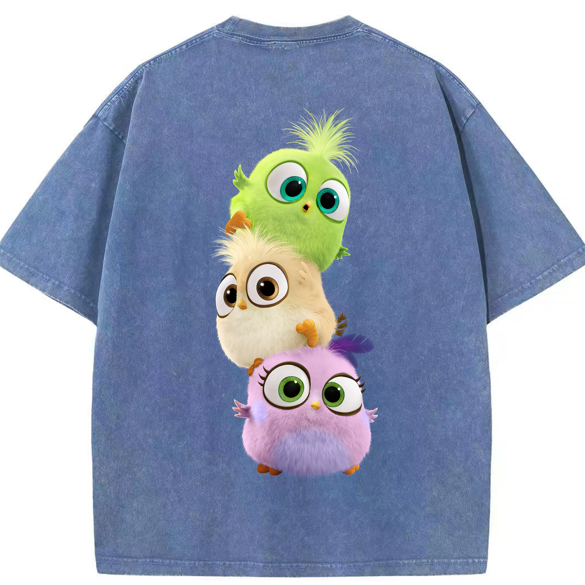 （画像用） Angry Birds アングリーバード 綿100% ヴィンテージ風 半袖Tシャツ（背面プリント）