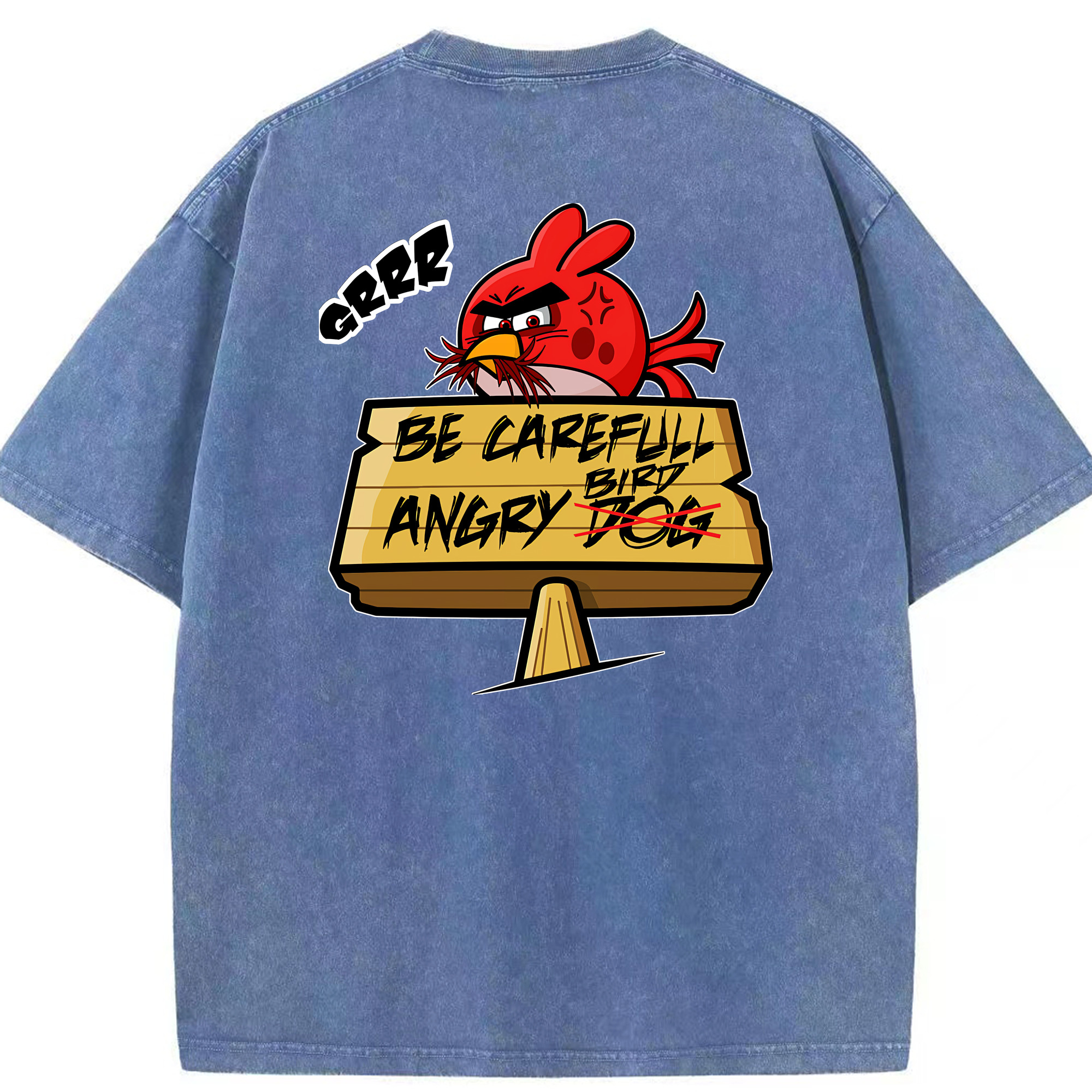 （画像用） Angry Birds アングリーバード 綿100% ヴィンテージ風 半袖Tシャツ（背面プリント）