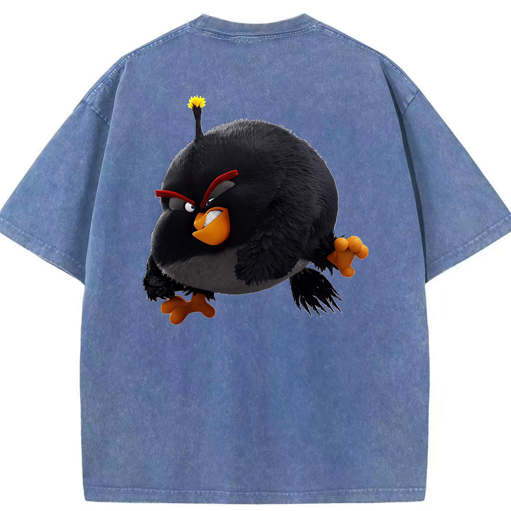 （画像用） Angry Birds アングリーバード 綿100% ヴィンテージ風 半袖Tシャツ（背面プリント）