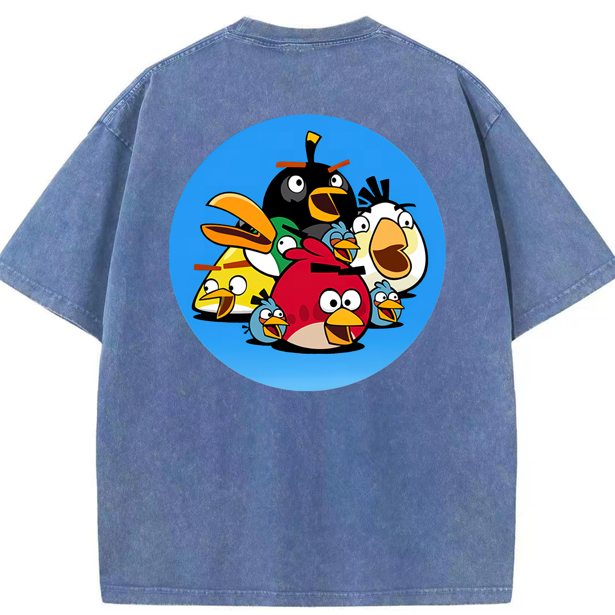 （画像用） Angry Birds アングリーバード 綿100% ヴィンテージ風 半袖Tシャツ（背面プリント）