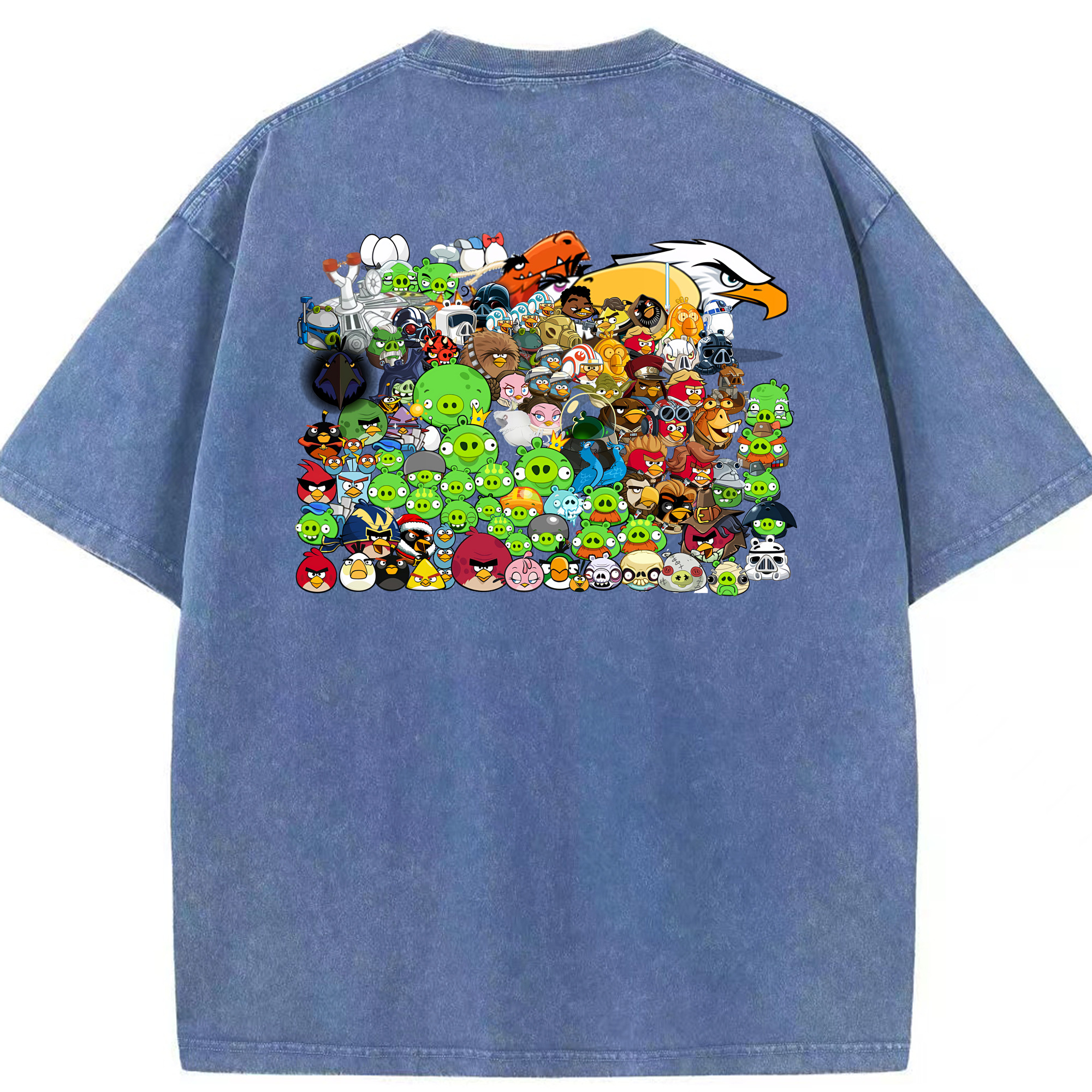 （画像用） Angry Birds アングリーバード 綿100% ヴィンテージ風 半袖Tシャツ（背面プリント）