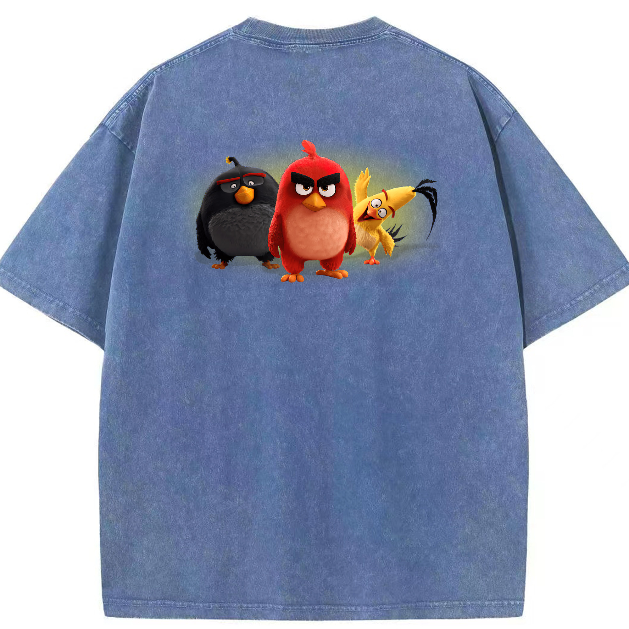 （画像用） Angry Birds アングリーバード 綿100% ヴィンテージ風 半袖Tシャツ（背面プリント）