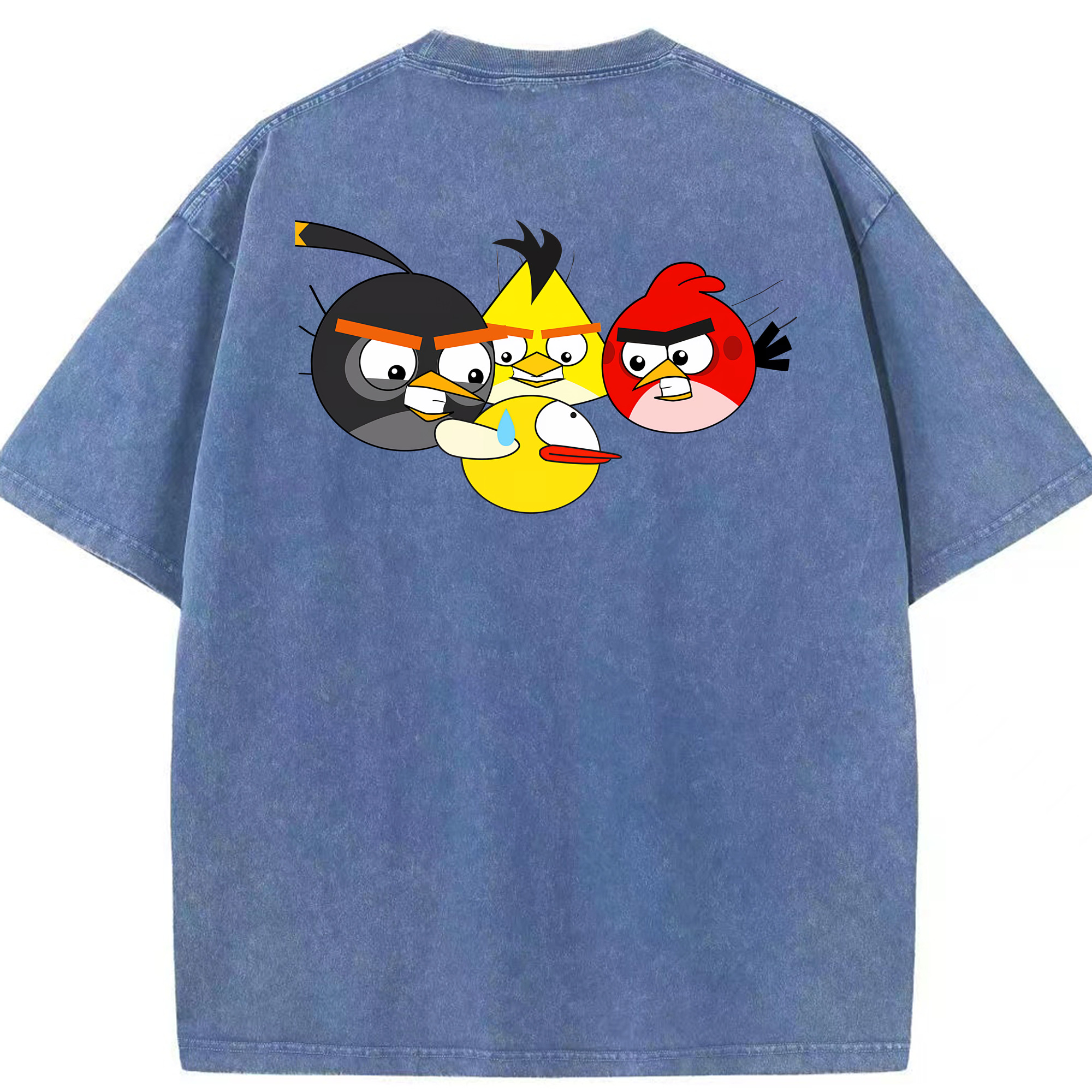 （画像用） Angry Birds アングリーバード 綿100% ヴィンテージ風 半袖Tシャツ（背面プリント）