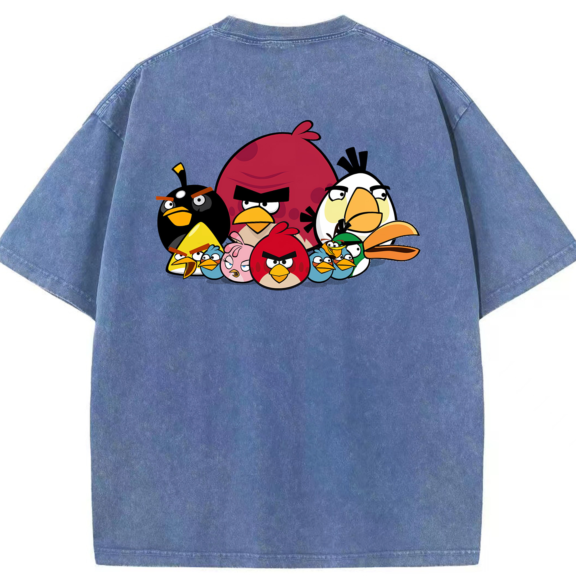 （画像用） Angry Birds アングリーバード 綿100% ヴィンテージ風 半袖Tシャツ（背面プリント）