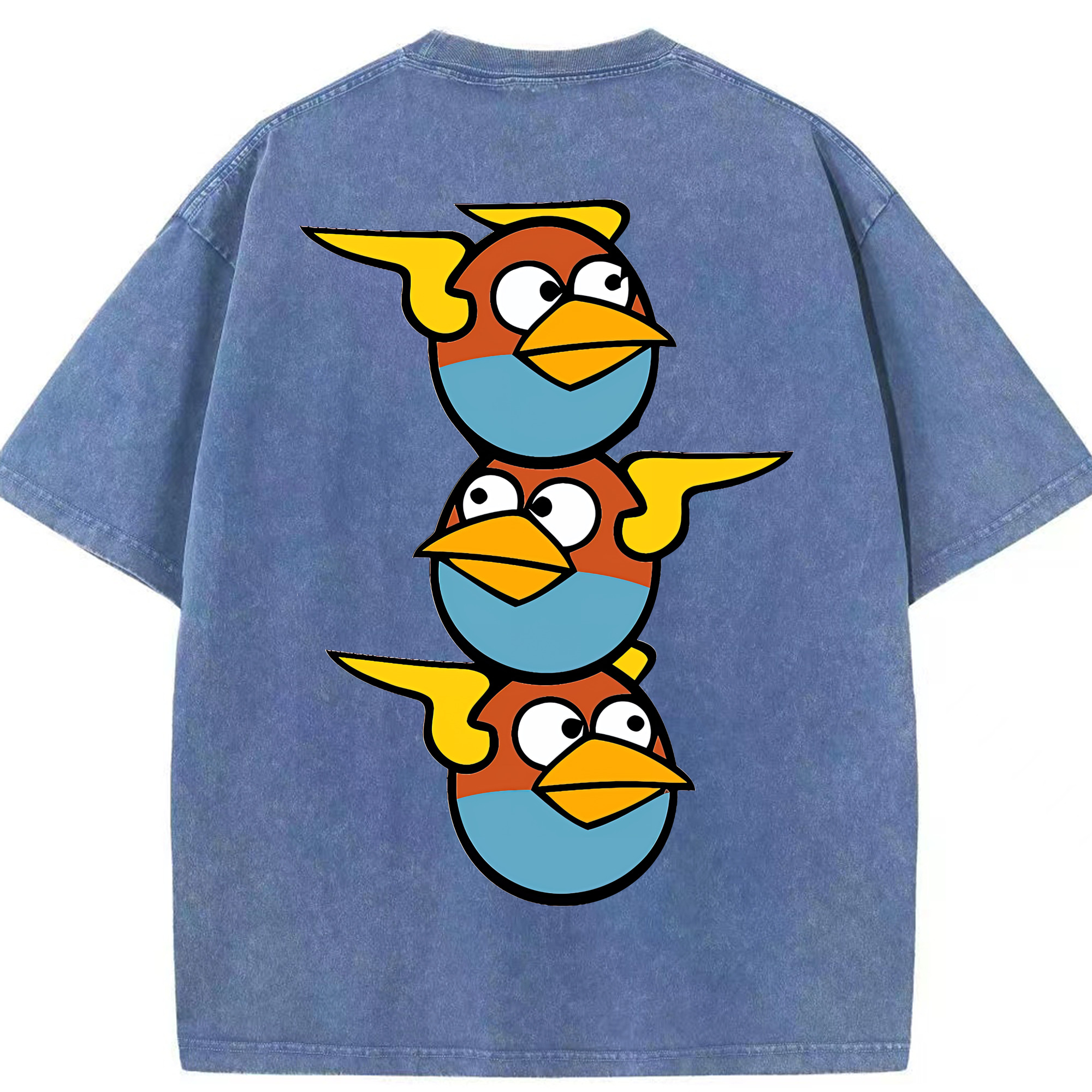 （画像用） Angry Birds アングリーバード 綿100% ヴィンテージ風 半袖Tシャツ（背面プリント）