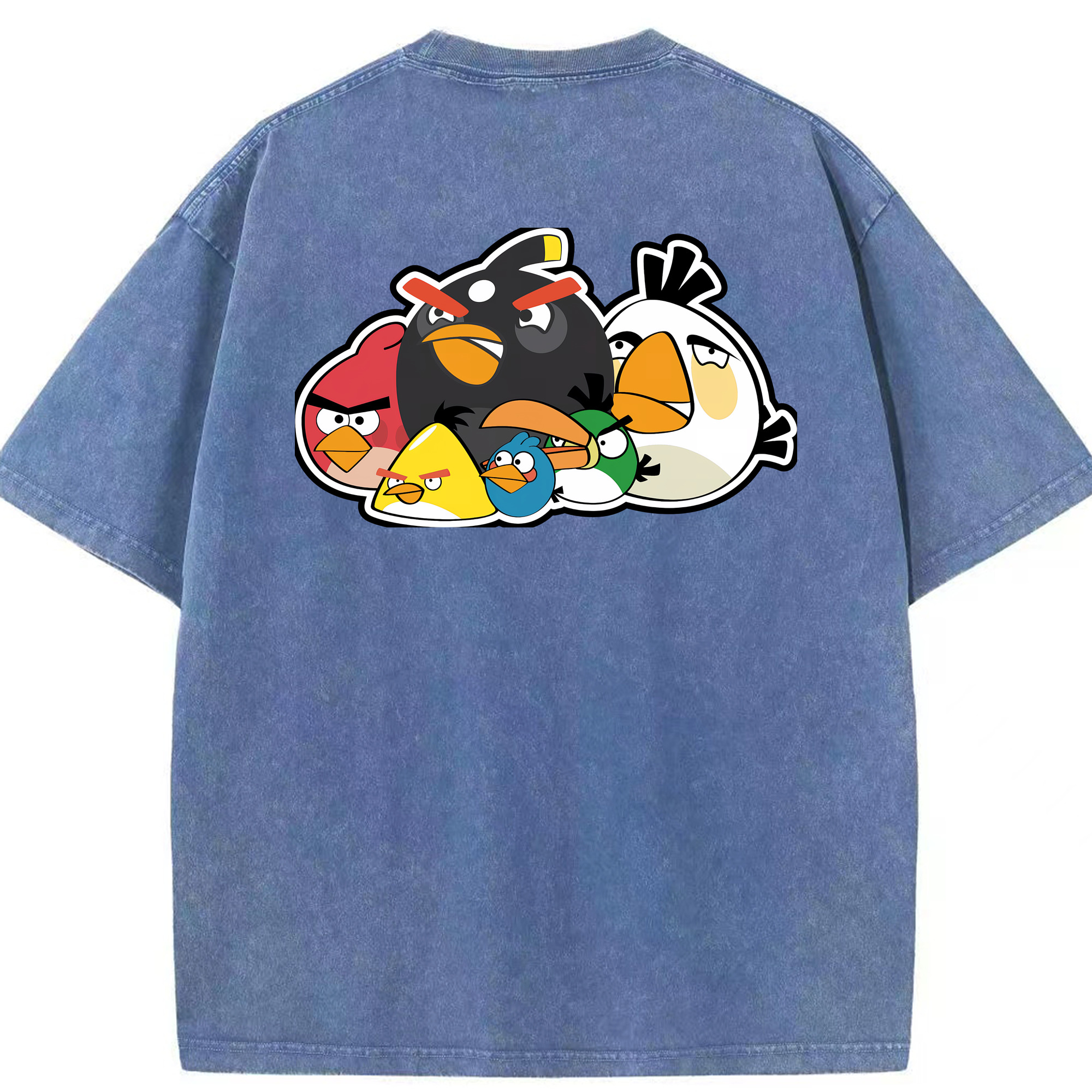 （画像用） Angry Birds アングリーバード 綿100% ヴィンテージ風 半袖Tシャツ（背面プリント）