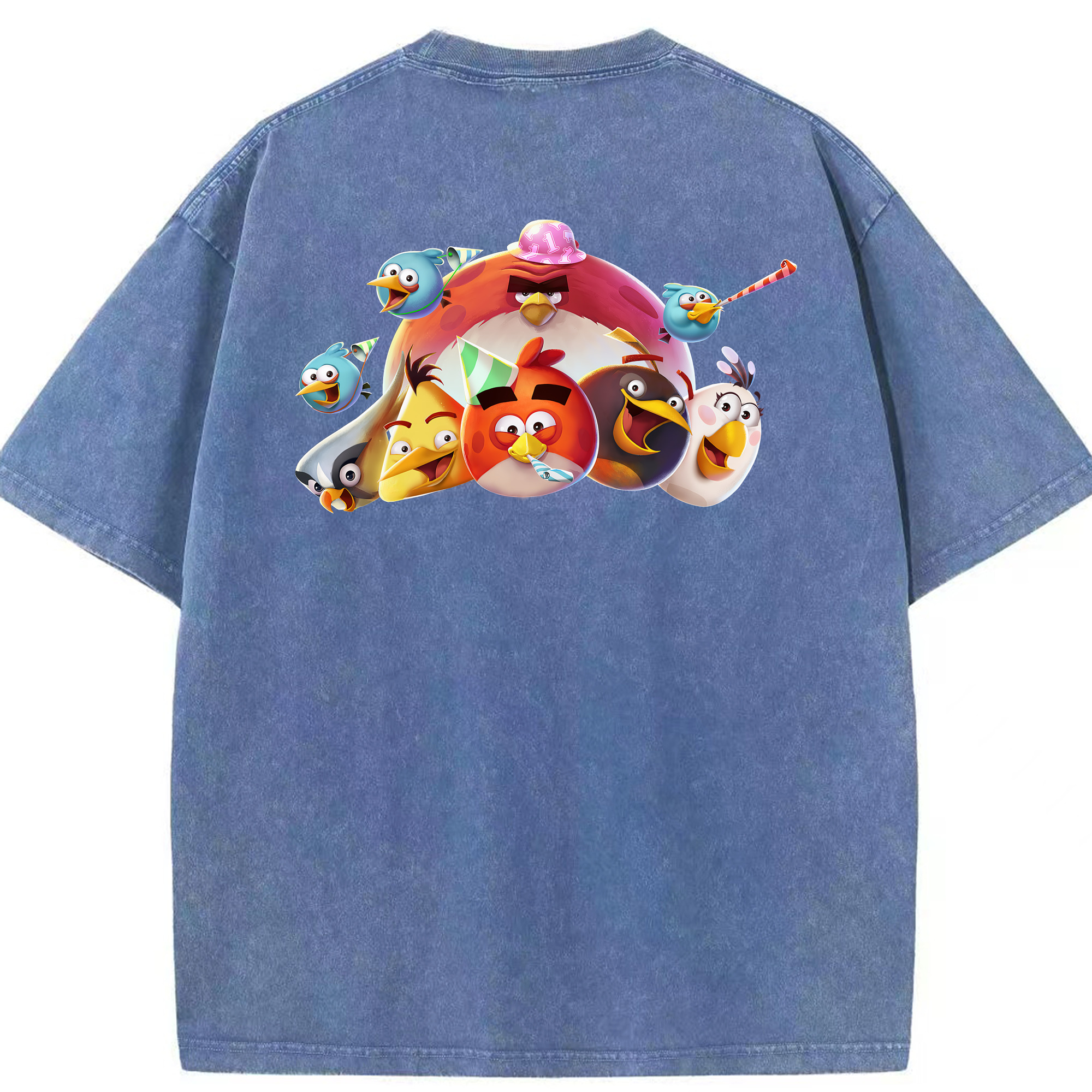 （画像用） Angry Birds アングリーバード 綿100% ヴィンテージ風 半袖Tシャツ（背面プリント）
