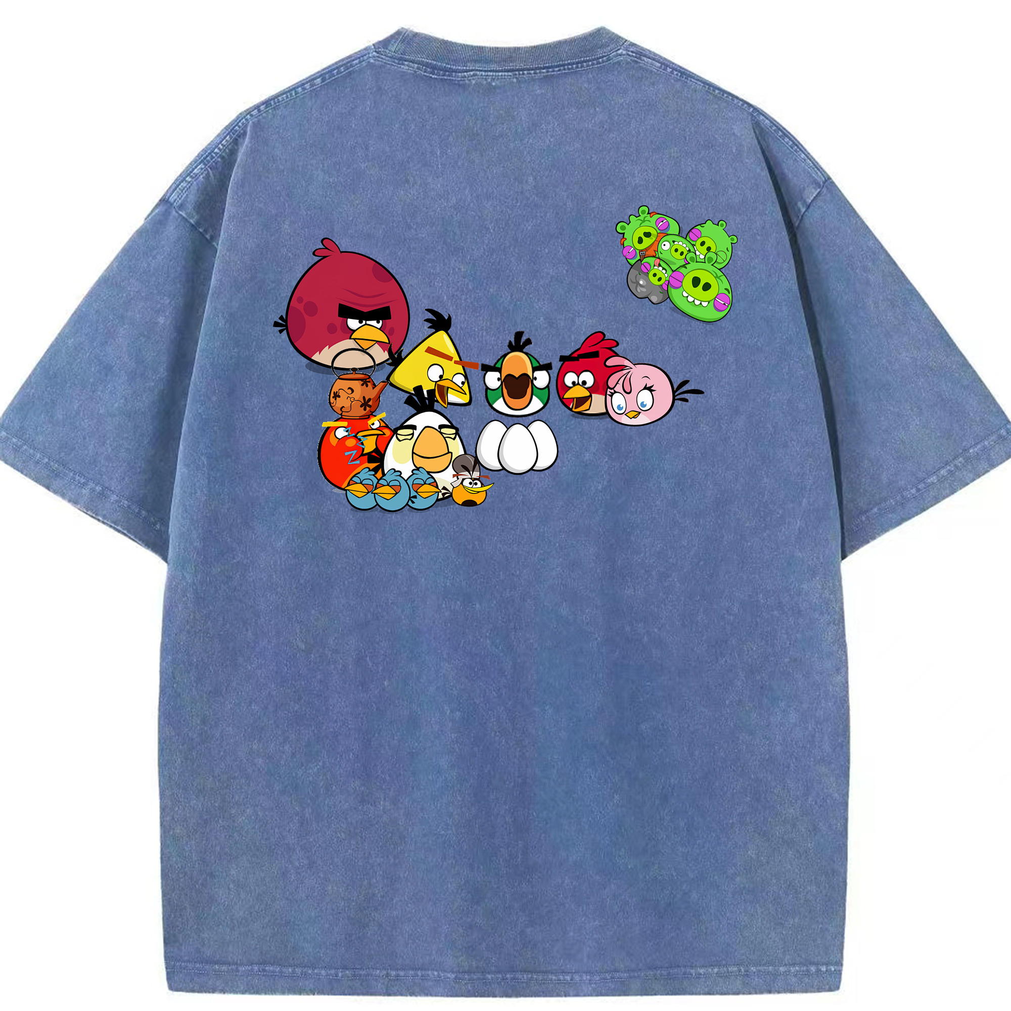 （画像用） Angry Birds アングリーバード 綿100% ヴィンテージ風 半袖Tシャツ（背面プリント）