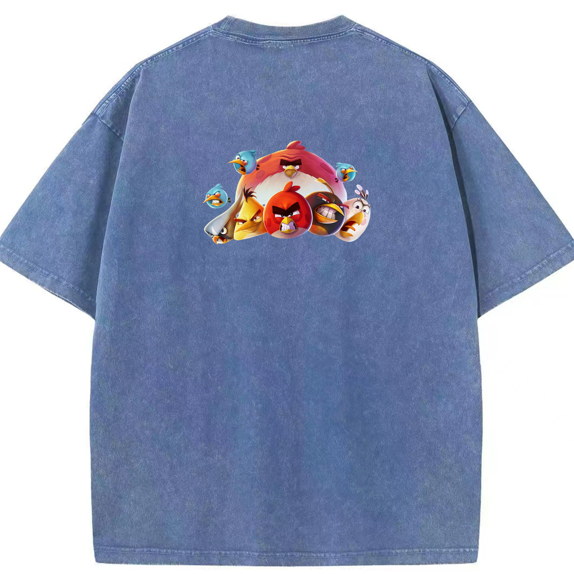 （画像用） Angry Birds アングリーバード 綿100% ヴィンテージ風 半袖Tシャツ（背面プリント）