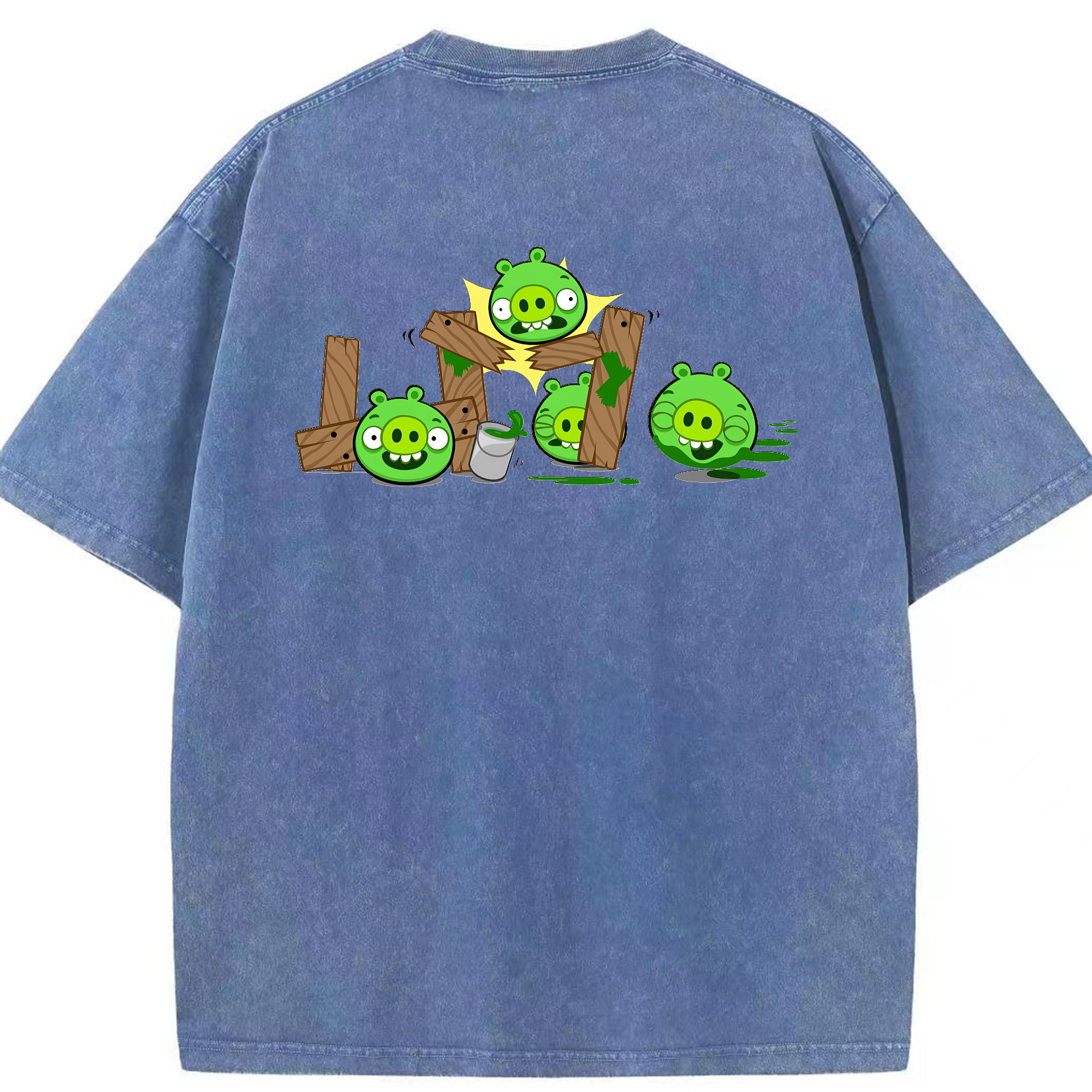 （画像用） Angry Birds アングリーバード 綿100% ヴィンテージ風 半袖Tシャツ（背面プリント）