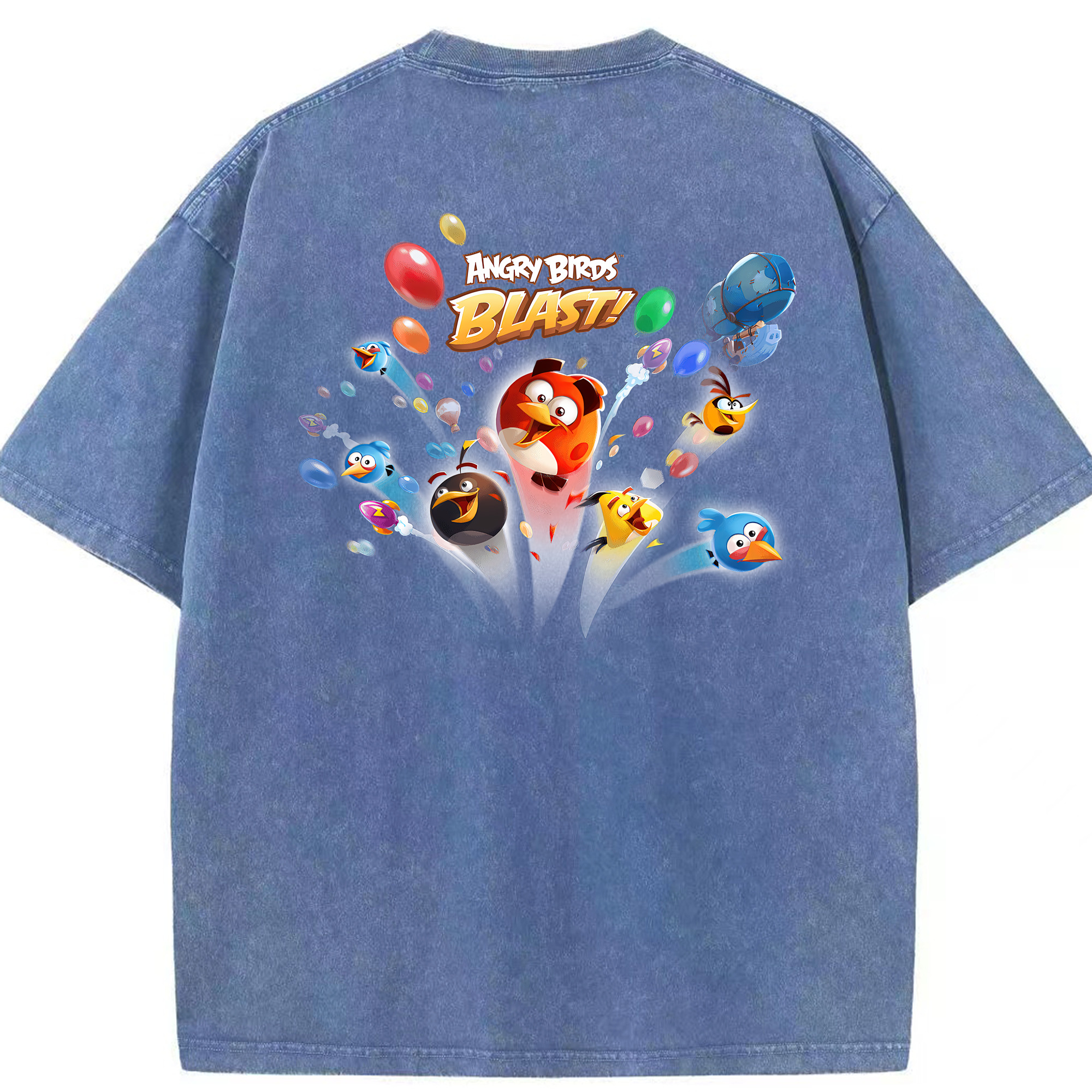 （画像用） Angry Birds アングリーバード 綿100% ヴィンテージ風 半袖Tシャツ（背面プリント）