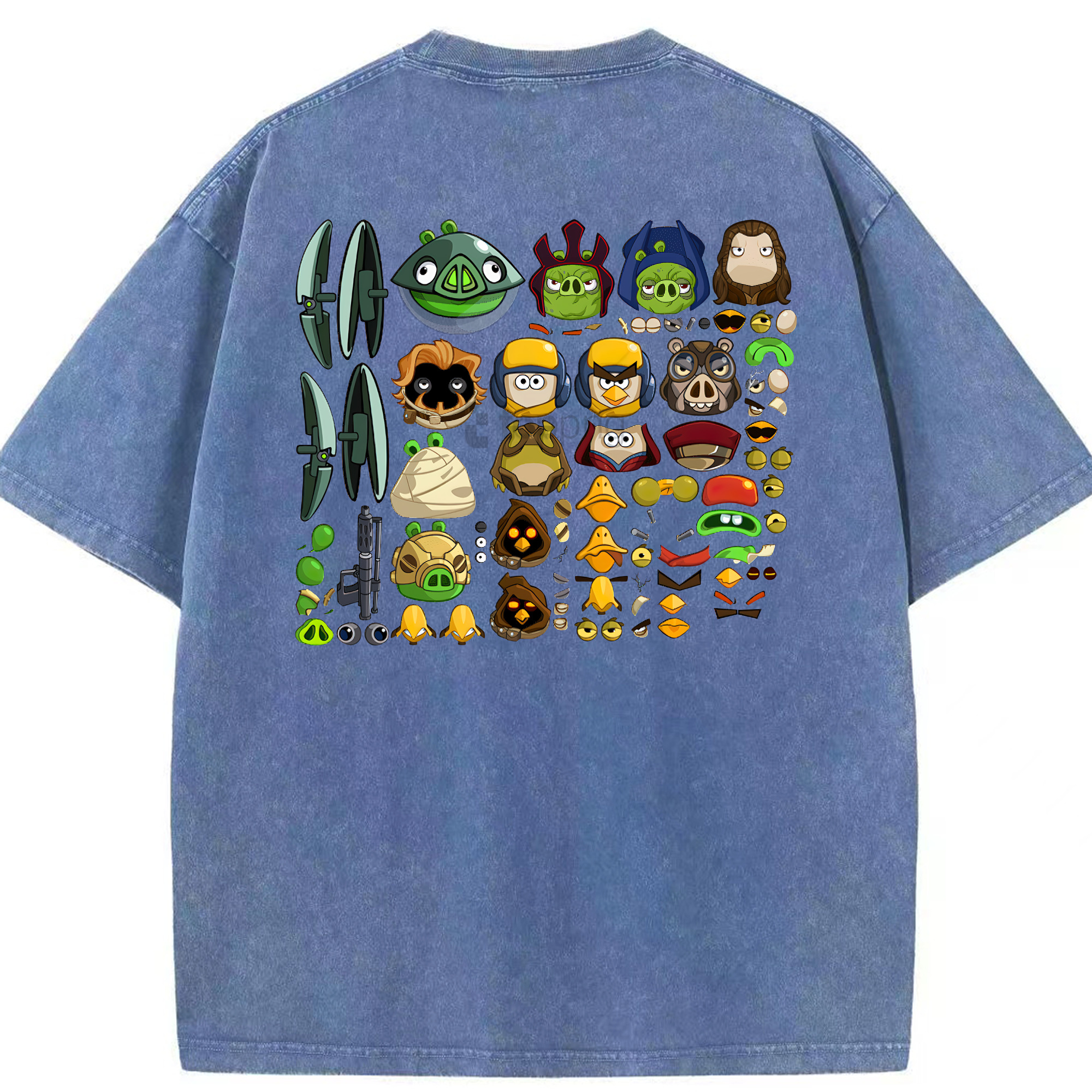 （画像用） Angry Birds アングリーバード 綿100% ヴィンテージ風 半袖Tシャツ（背面プリント）