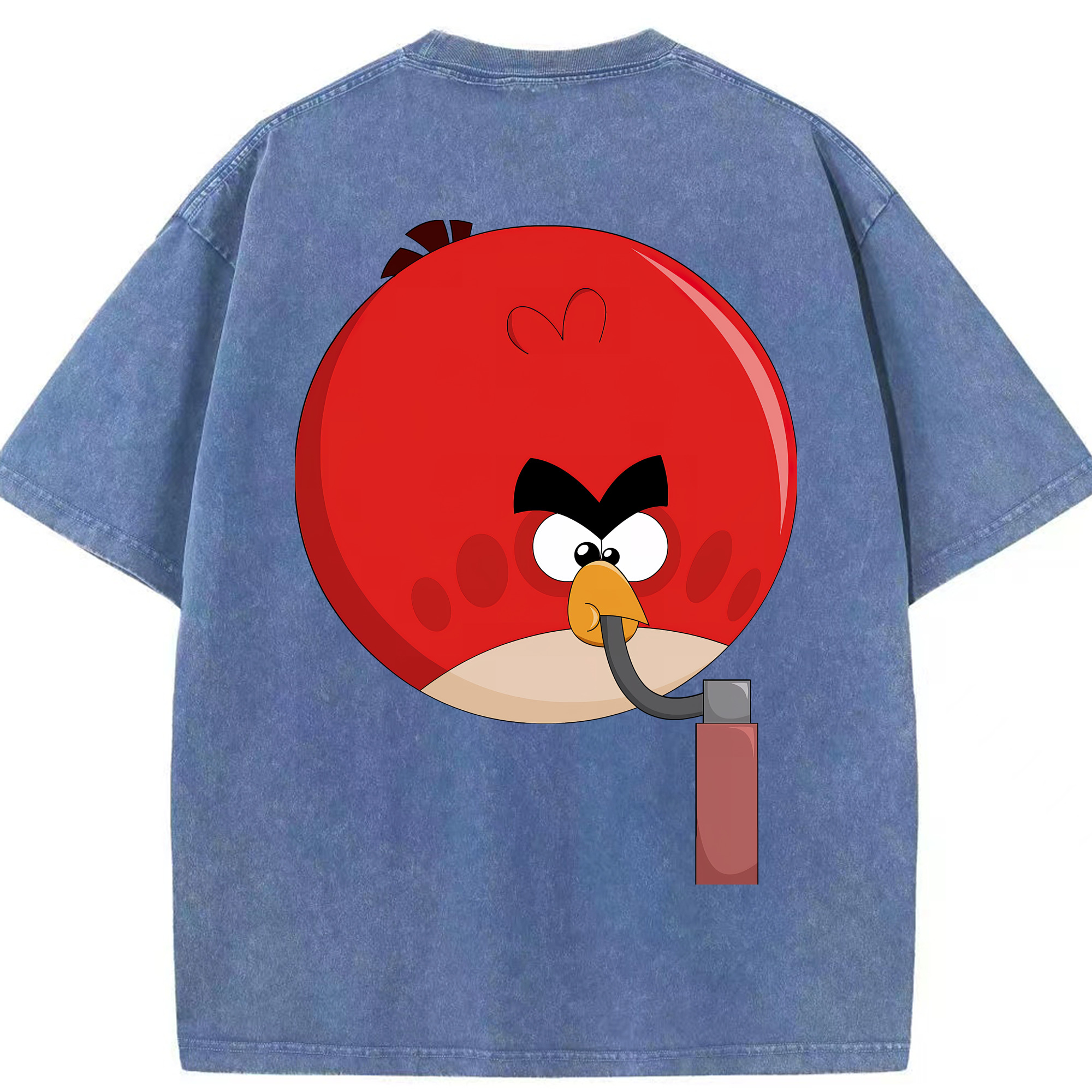 （画像用） Angry Birds アングリーバード 綿100% ヴィンテージ風 半袖Tシャツ（背面プリント）