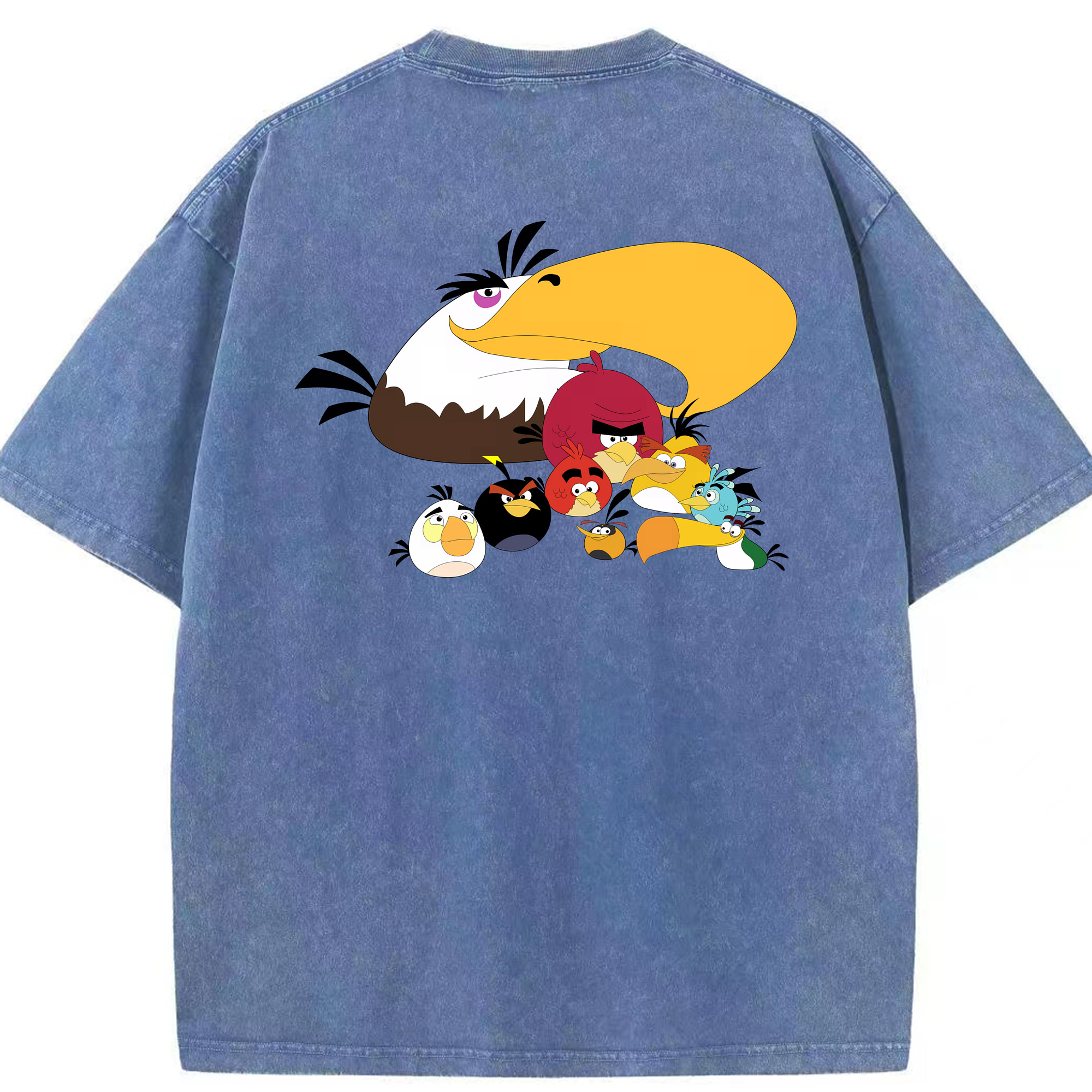 （画像用） Angry Birds アングリーバード 綿100% ヴィンテージ風 半袖Tシャツ（背面プリント）