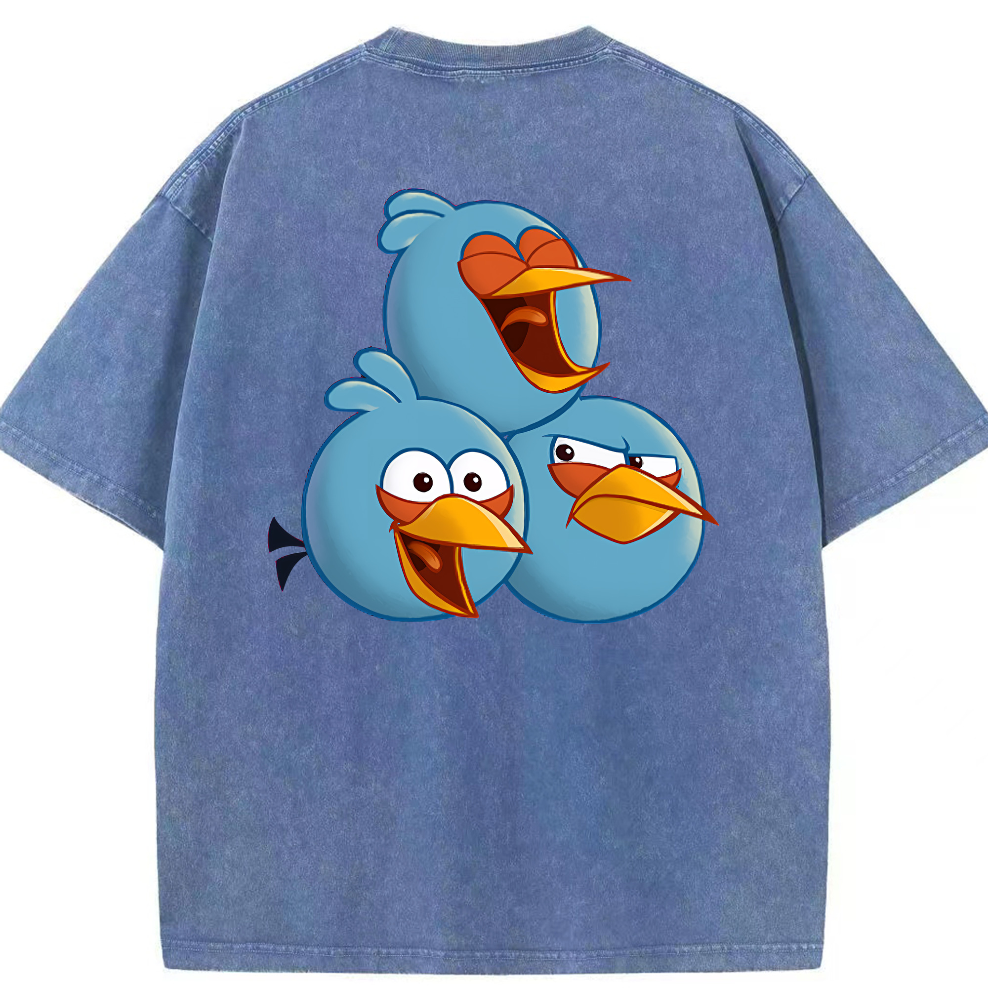 （画像用） Angry Birds アングリーバード 綿100% ヴィンテージ風 半袖Tシャツ（背面プリント）
