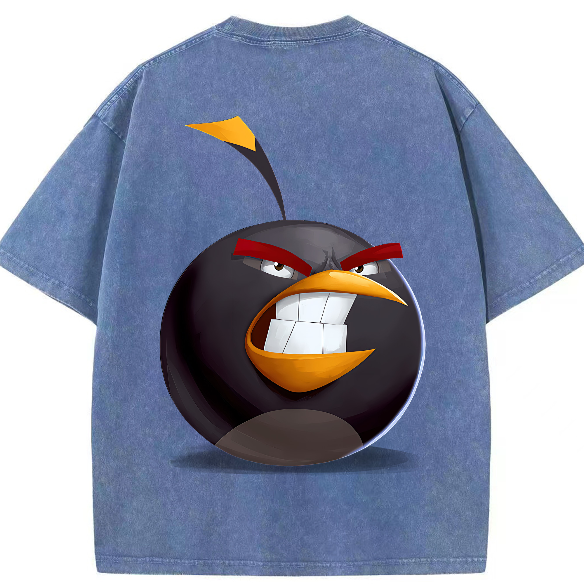（画像用） Angry Birds アングリーバード 綿100% ヴィンテージ風 半袖Tシャツ（背面プリント）