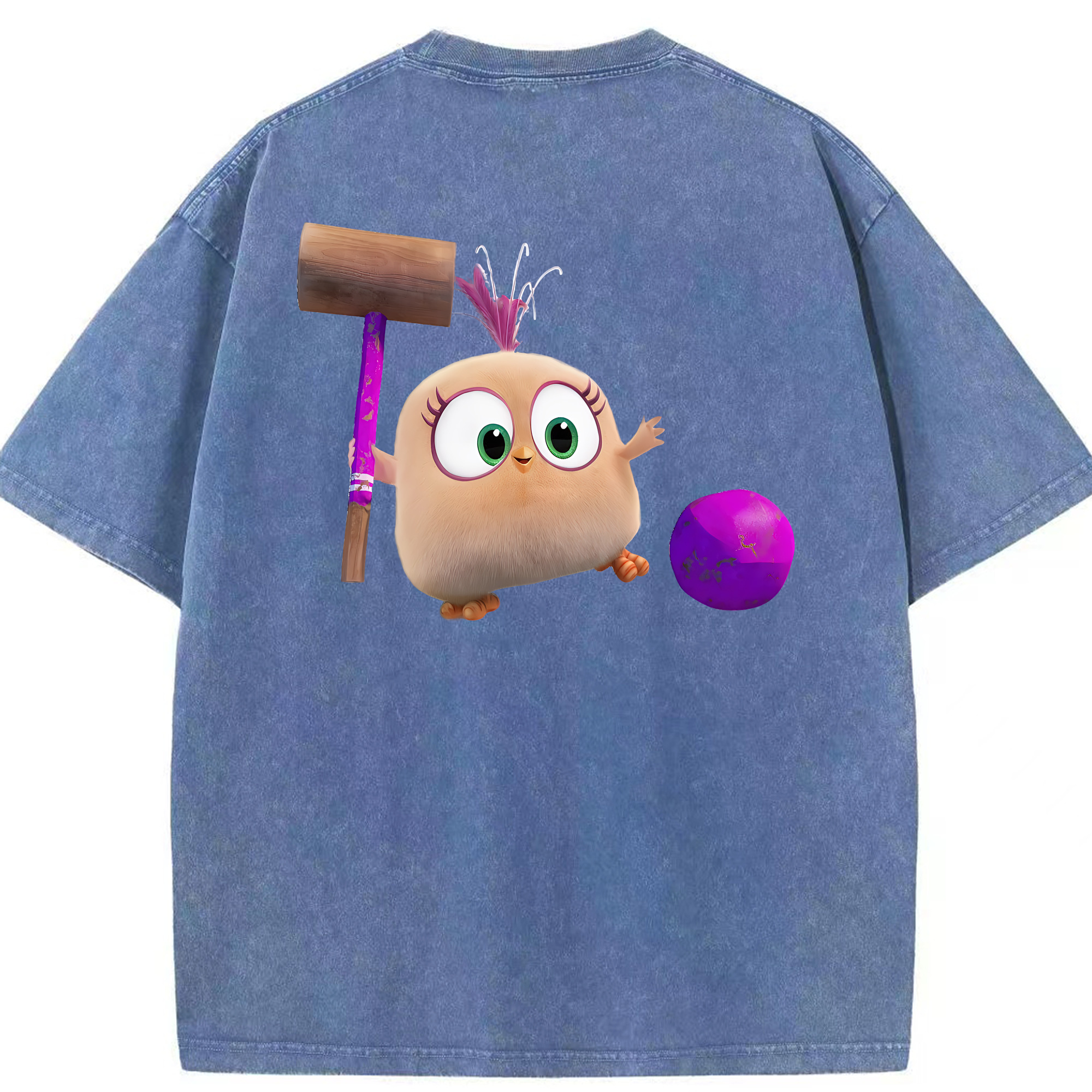 （画像用） Angry Birds アングリーバード 綿100% ヴィンテージ風 半袖Tシャツ（背面プリント）