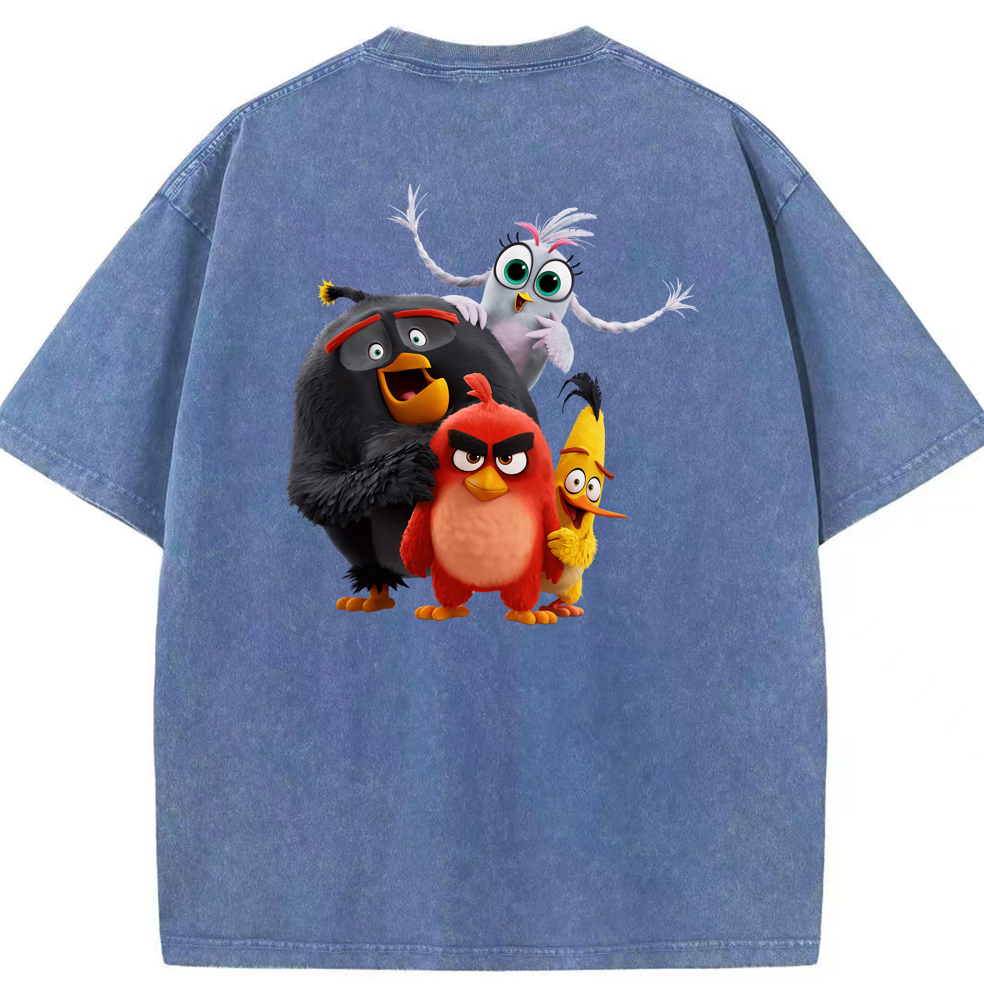 （画像用） Angry Birds アングリーバード 綿100% ヴィンテージ風 半袖Tシャツ（背面プリント）