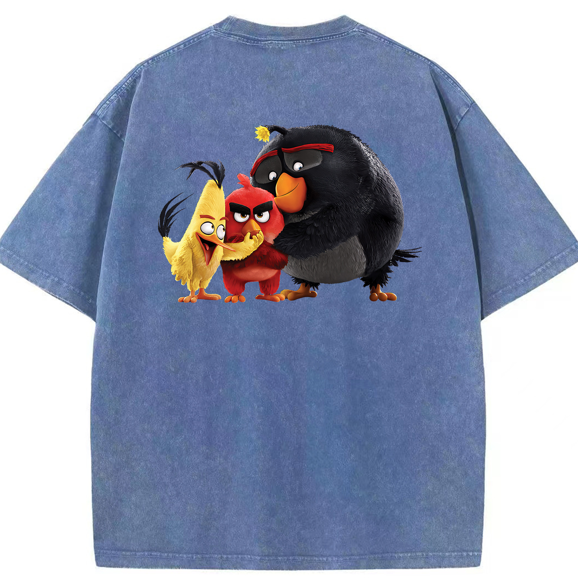 （画像用） Angry Birds アングリーバード 綿100% ヴィンテージ風 半袖Tシャツ（背面プリント）