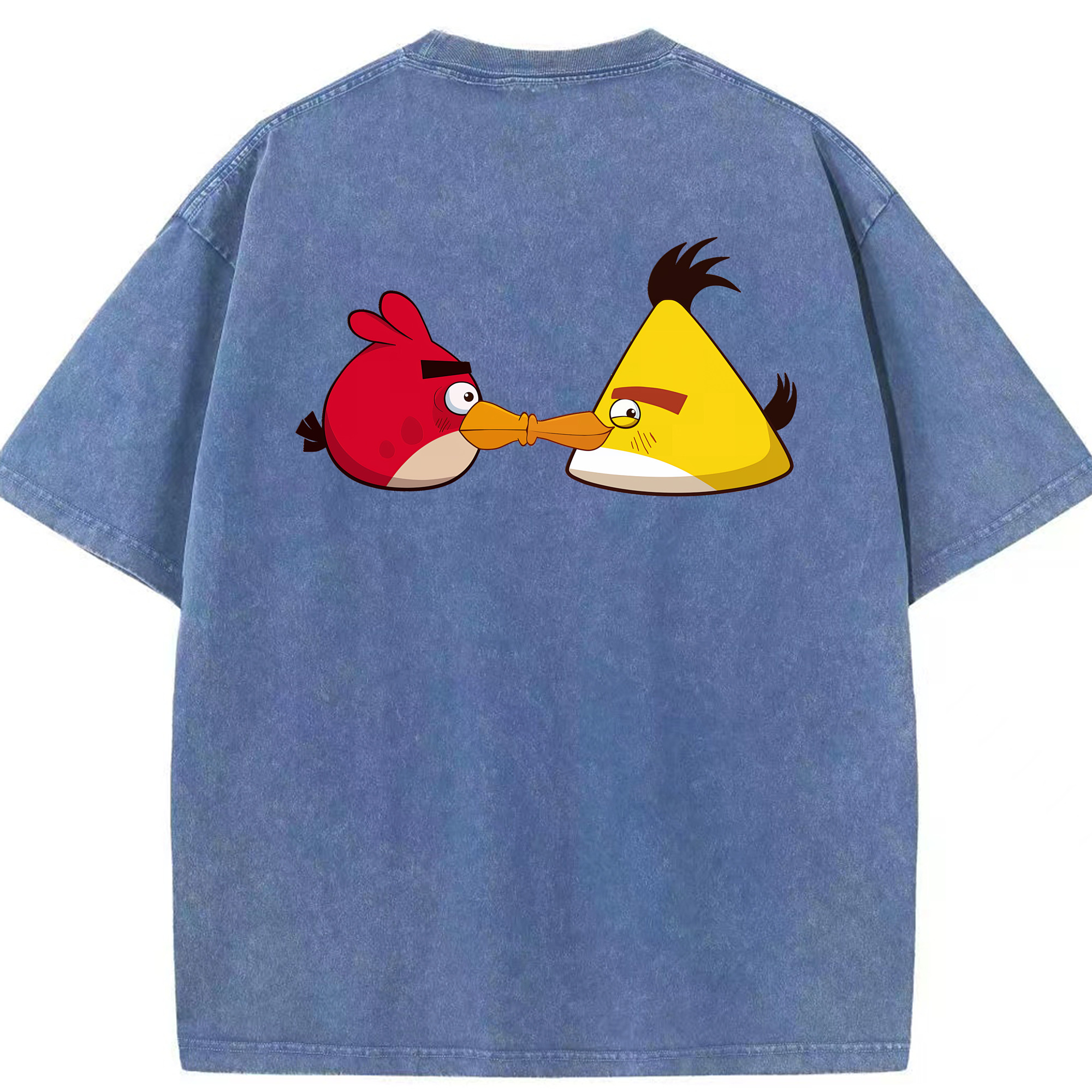 （画像用） Angry Birds アングリーバード 綿100% ヴィンテージ風 半袖Tシャツ（背面プリント）