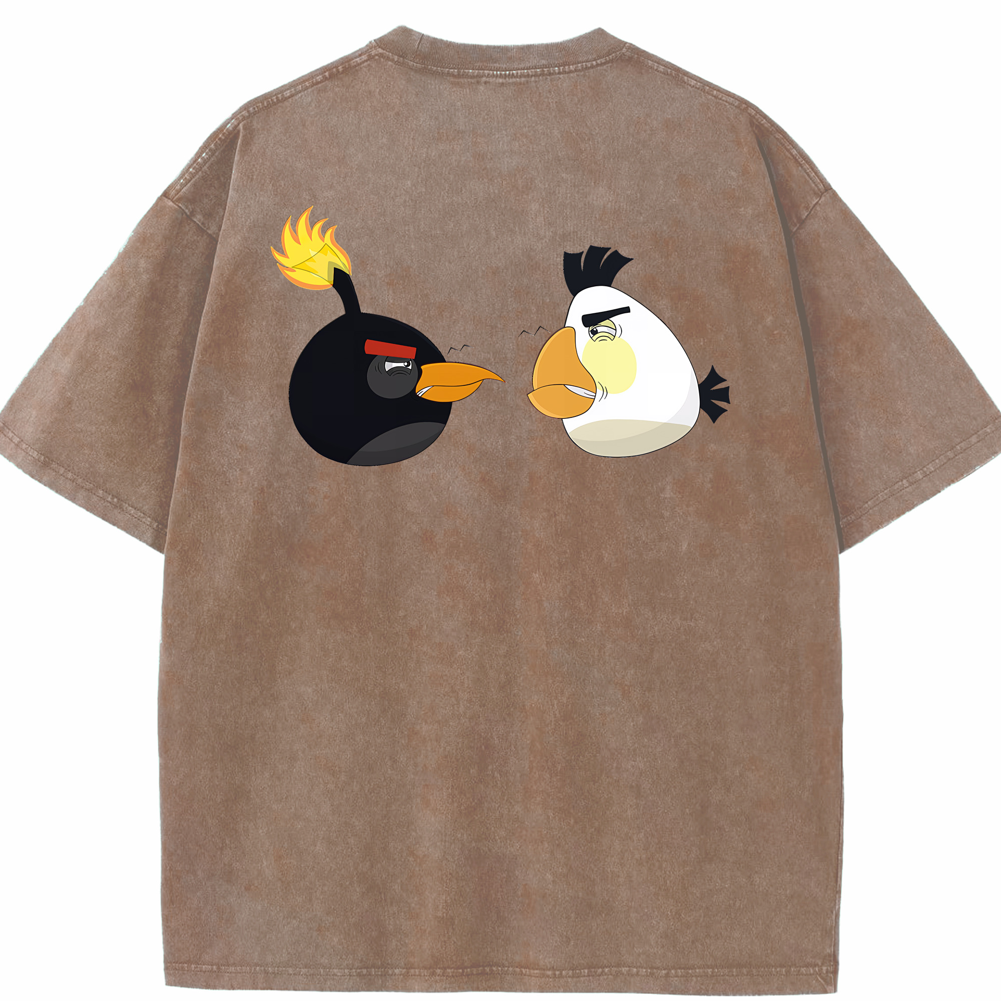 （画像用） Angry Birds アングリーバード 綿100% ヴィンテージ風 半袖Tシャツ（背面プリント）