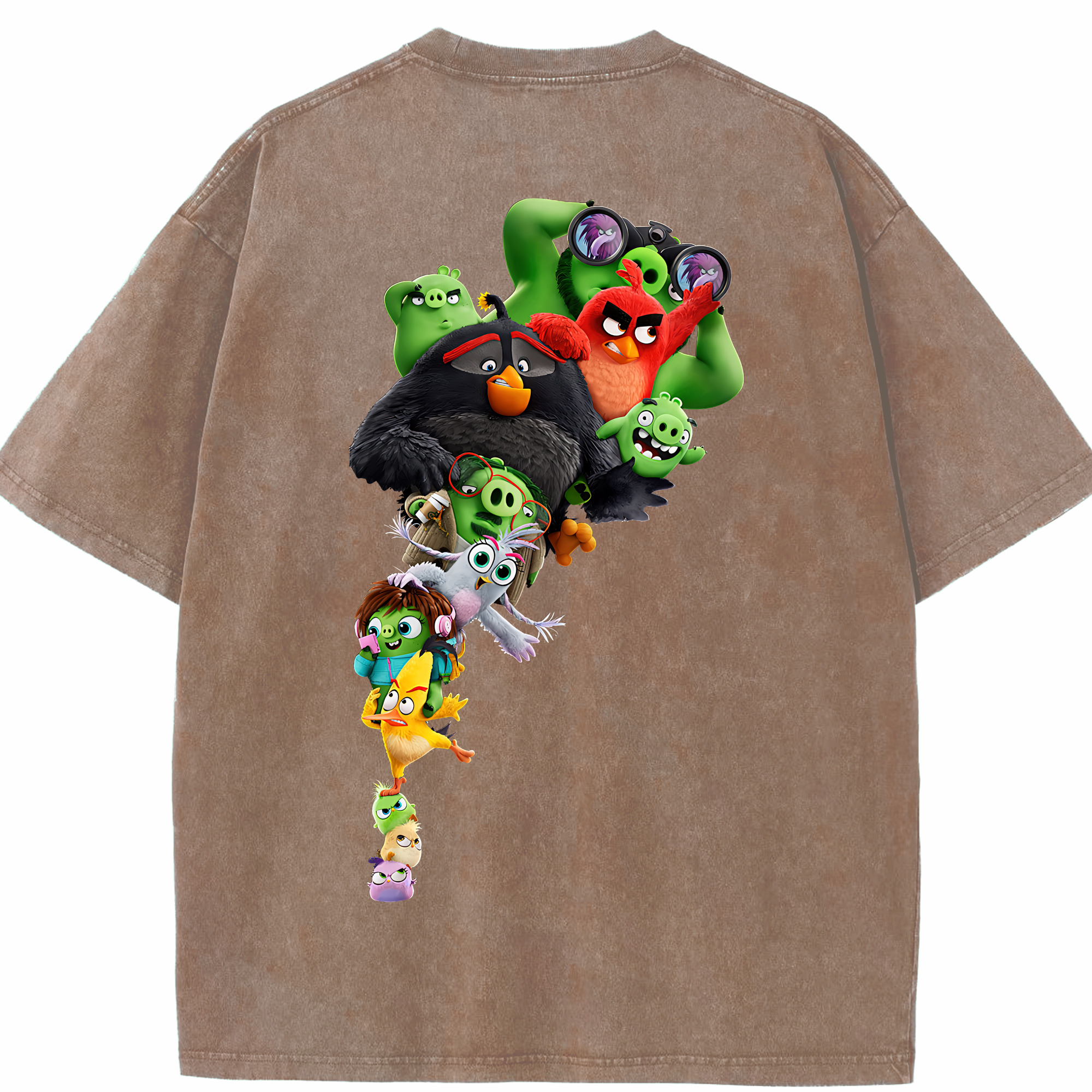 （画像用） Angry Birds アングリーバード 綿100% ヴィンテージ風 半袖Tシャツ（背面プリント）