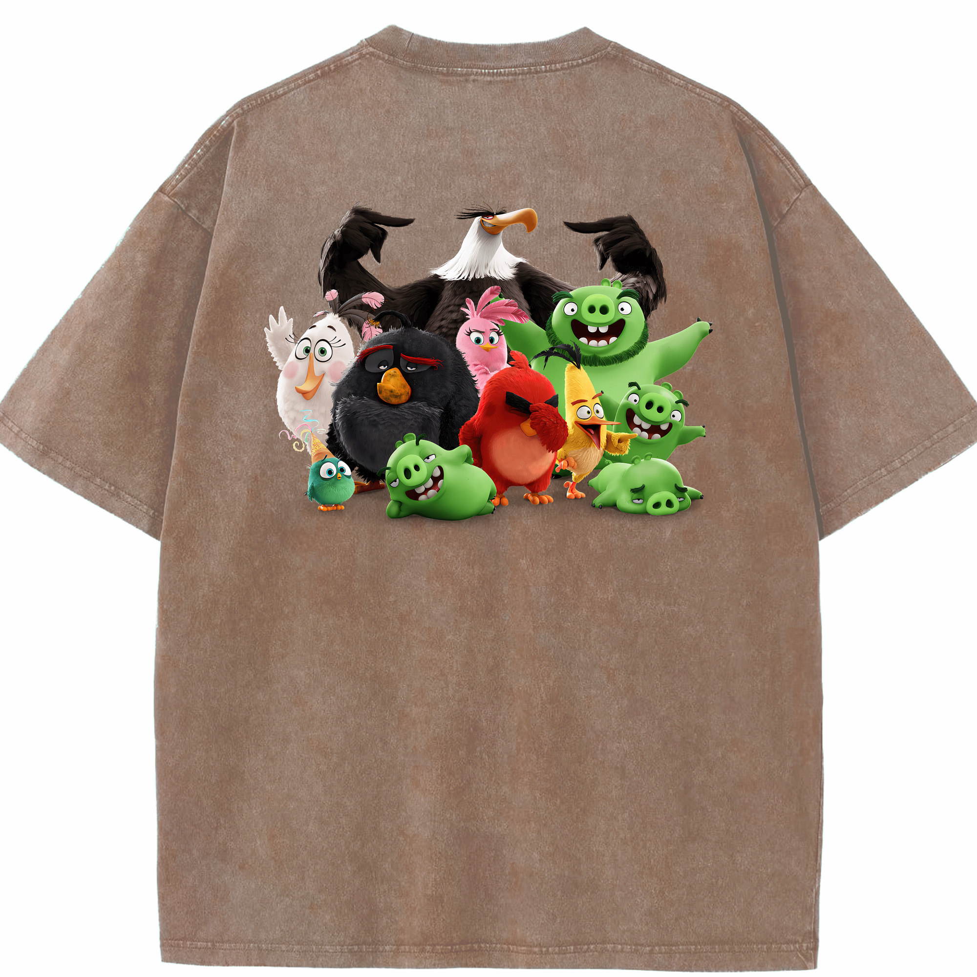 （画像用） Angry Birds アングリーバード 綿100% ヴィンテージ風 半袖Tシャツ（背面プリント）