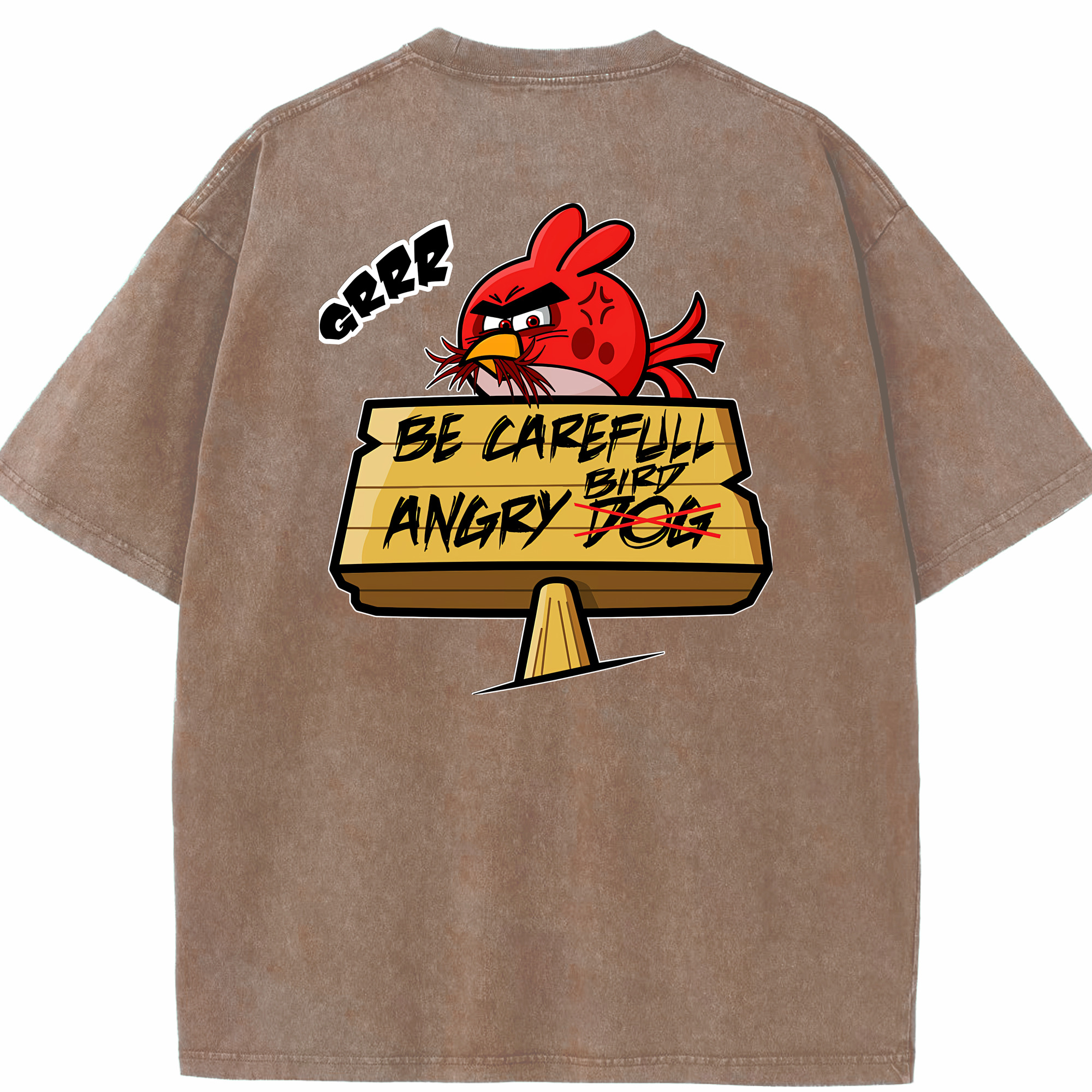 （画像用） Angry Birds アングリーバード 綿100% ヴィンテージ風 半袖Tシャツ（背面プリント）