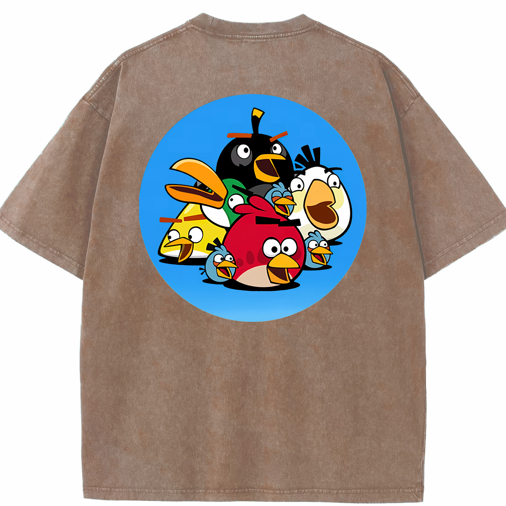 （画像用） Angry Birds アングリーバード 綿100% ヴィンテージ風 半袖Tシャツ（背面プリント）