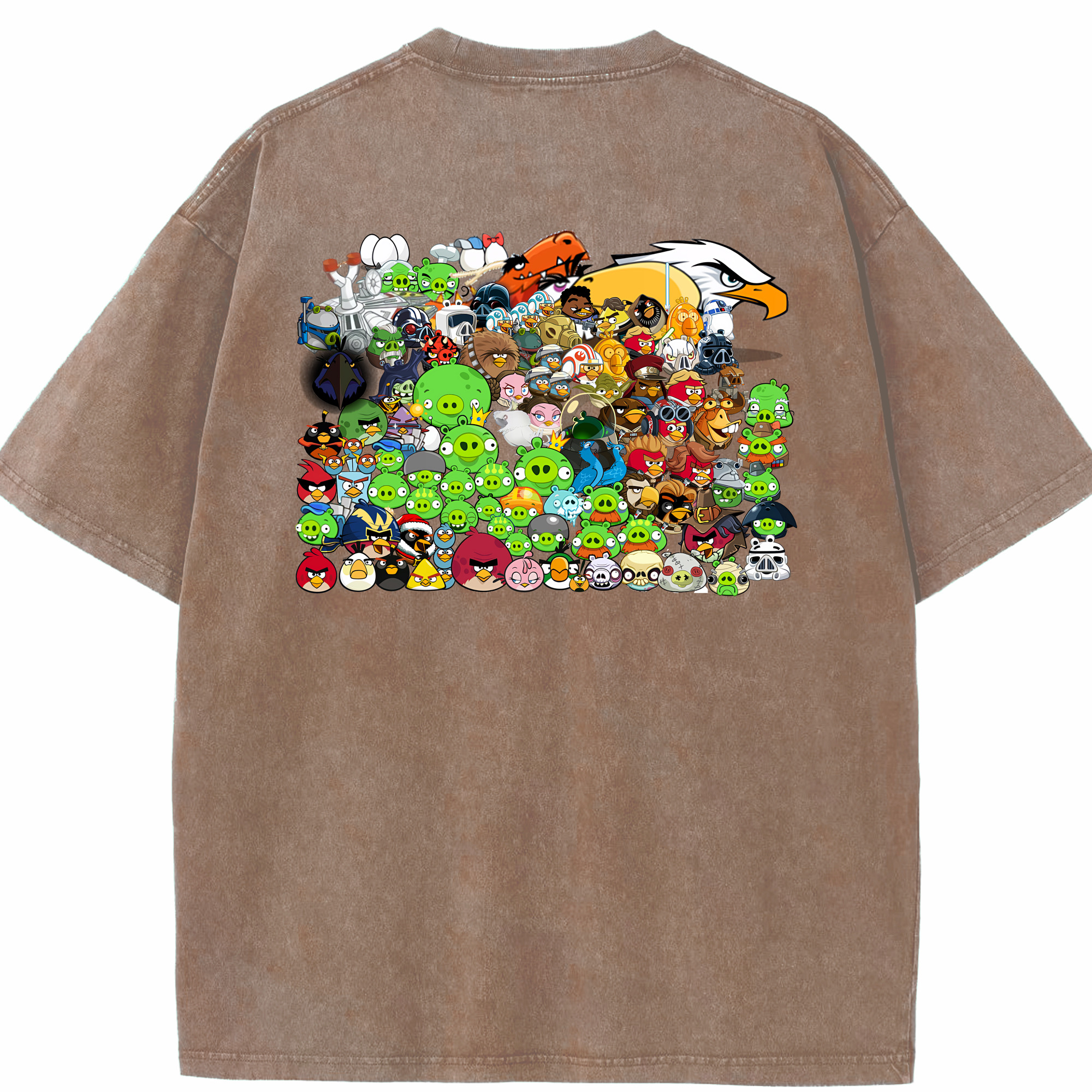 （画像用） Angry Birds アングリーバード 綿100% ヴィンテージ風 半袖Tシャツ（背面プリント）