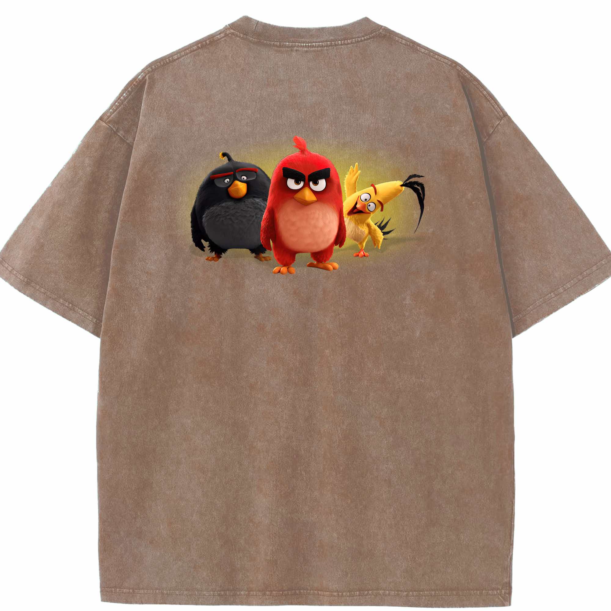 （画像用） Angry Birds アングリーバード 綿100% ヴィンテージ風 半袖Tシャツ（背面プリント）