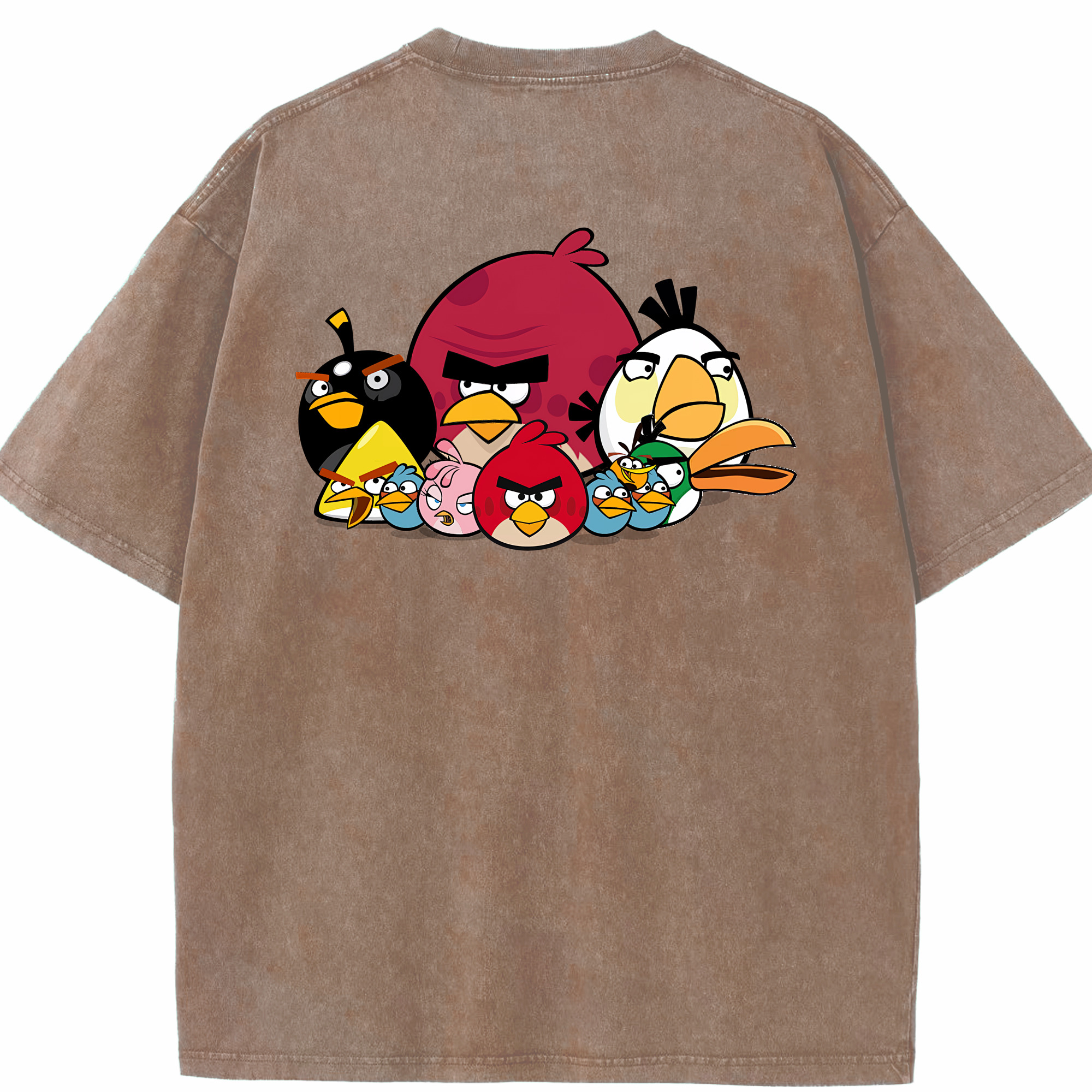 （画像用） Angry Birds アングリーバード 綿100% ヴィンテージ風 半袖Tシャツ（背面プリント）