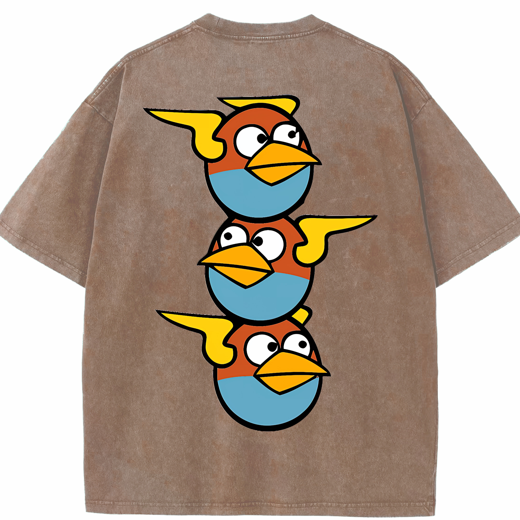 （画像用） Angry Birds アングリーバード 綿100% ヴィンテージ風 半袖Tシャツ（背面プリント）