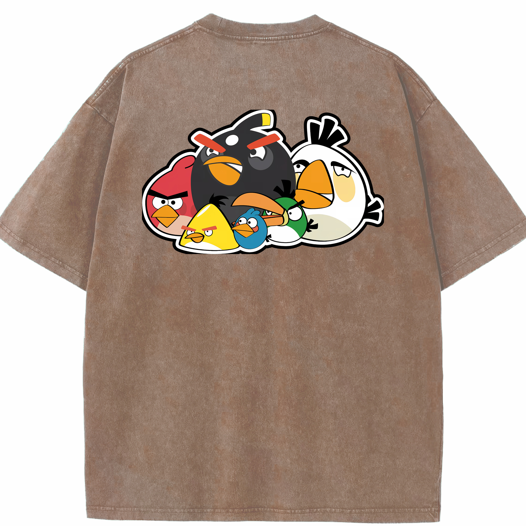 （画像用） Angry Birds アングリーバード 綿100% ヴィンテージ風 半袖Tシャツ（背面プリント）