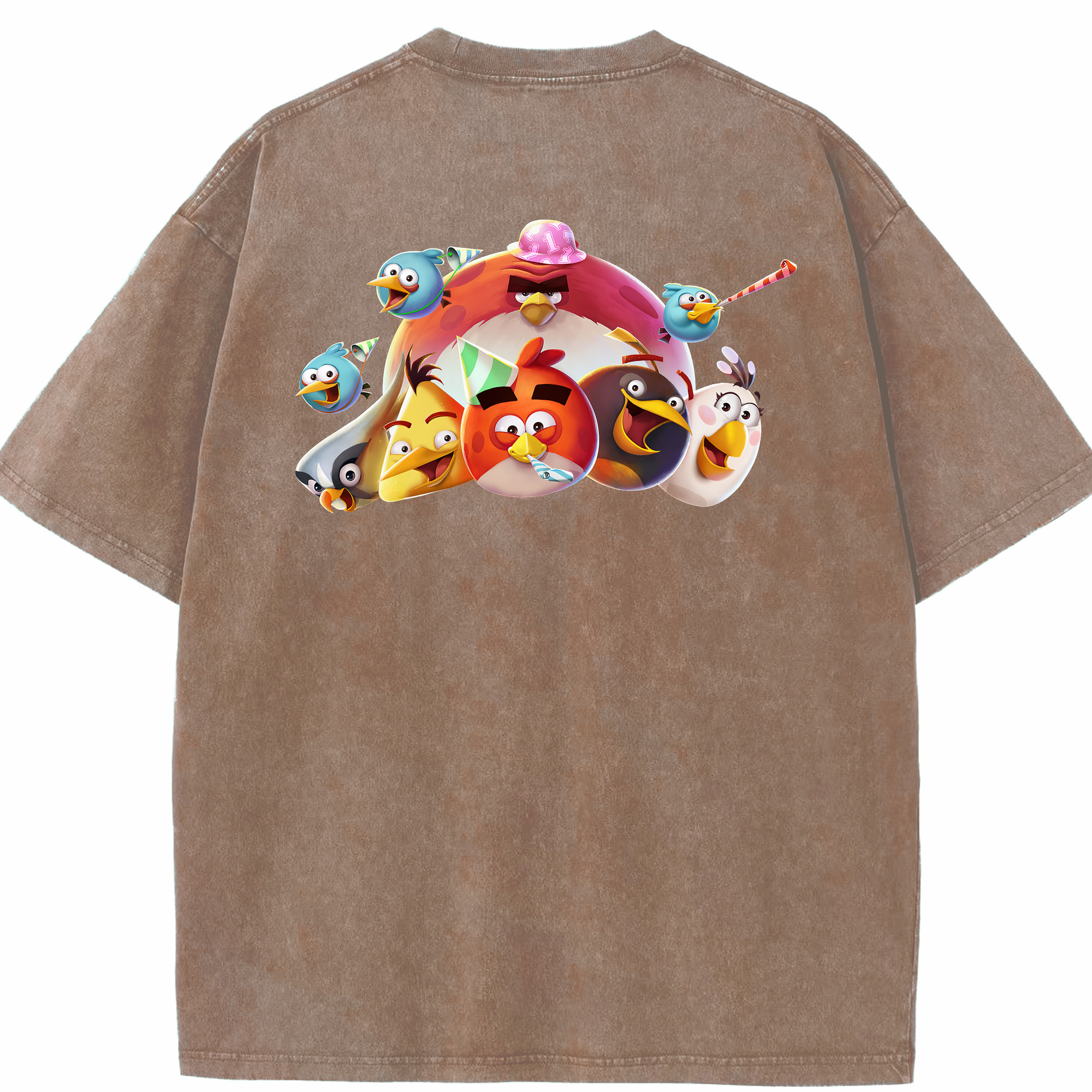 （画像用） Angry Birds アングリーバード 綿100% ヴィンテージ風 半袖Tシャツ（背面プリント）