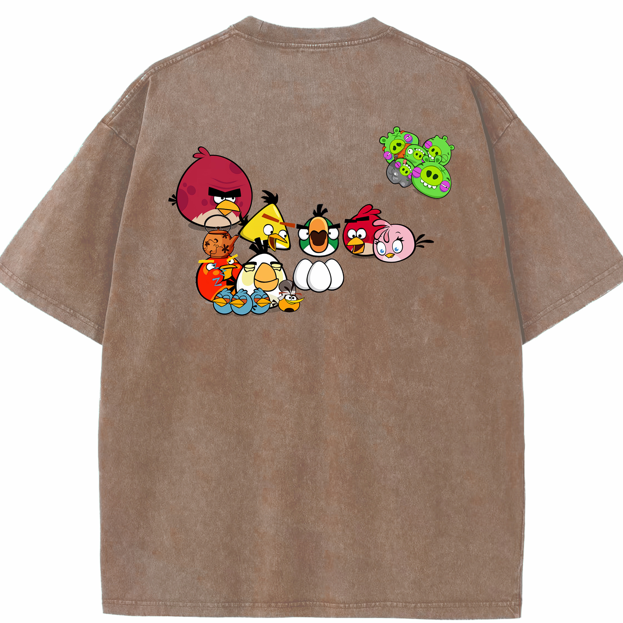 （画像用） Angry Birds アングリーバード 綿100% ヴィンテージ風 半袖Tシャツ（背面プリント）