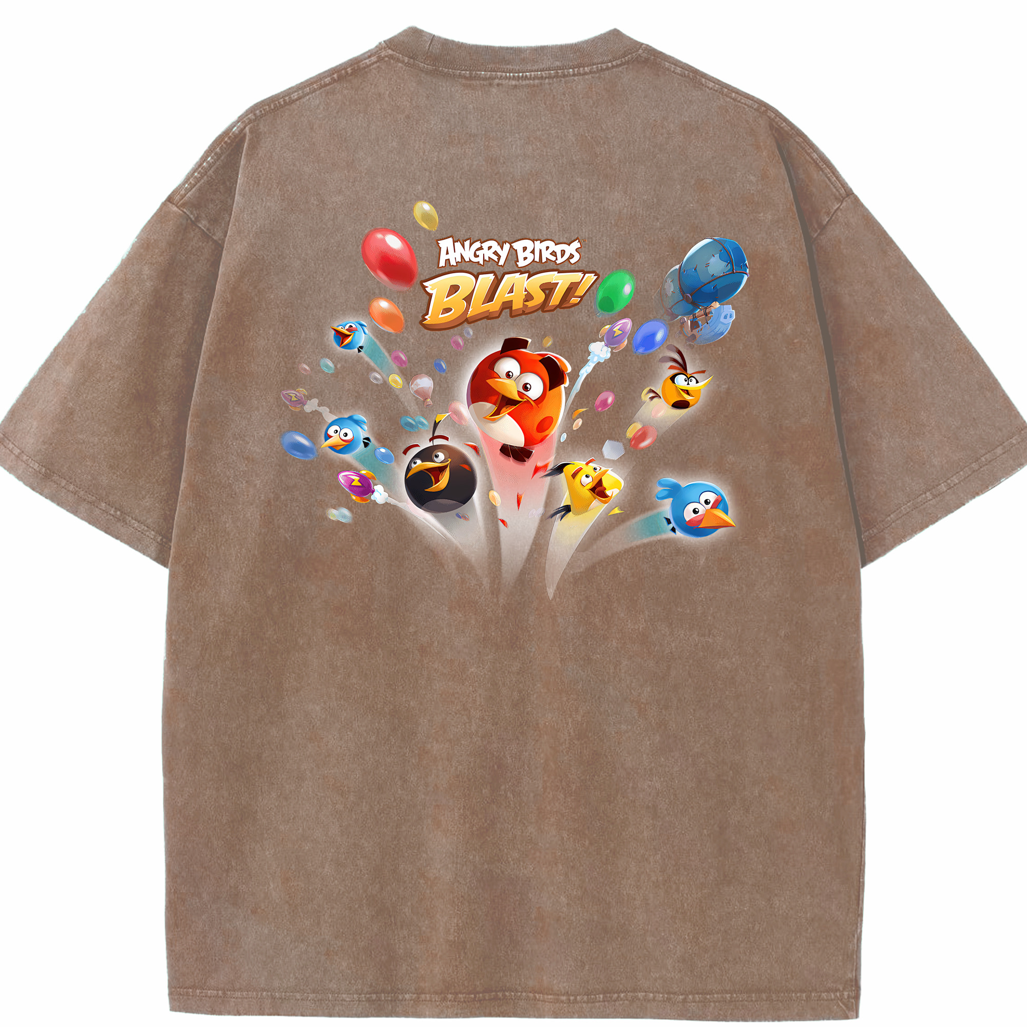 （画像用） Angry Birds アングリーバード 綿100% ヴィンテージ風 半袖Tシャツ（背面プリント）