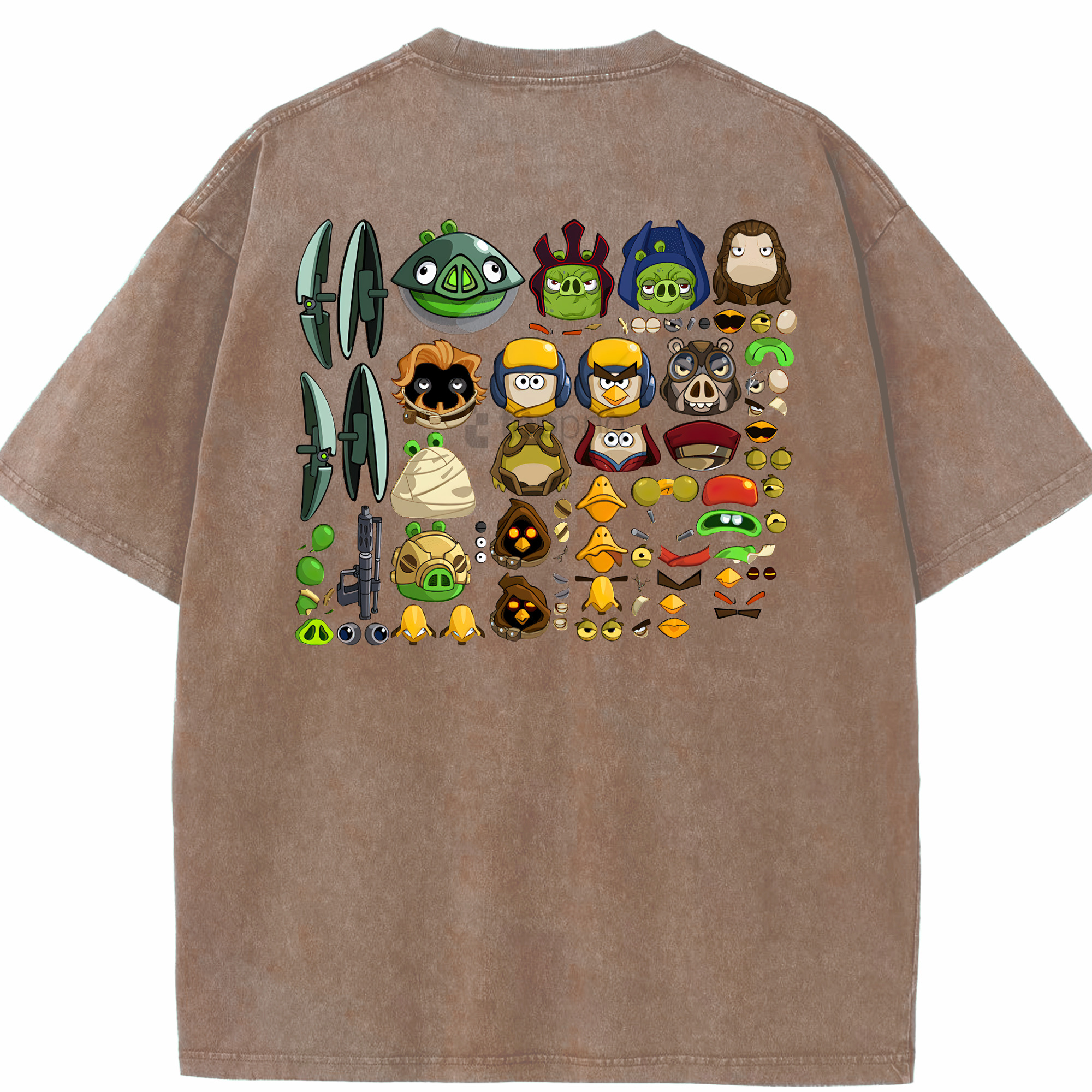 （画像用） Angry Birds アングリーバード 綿100% ヴィンテージ風 半袖Tシャツ（背面プリント）