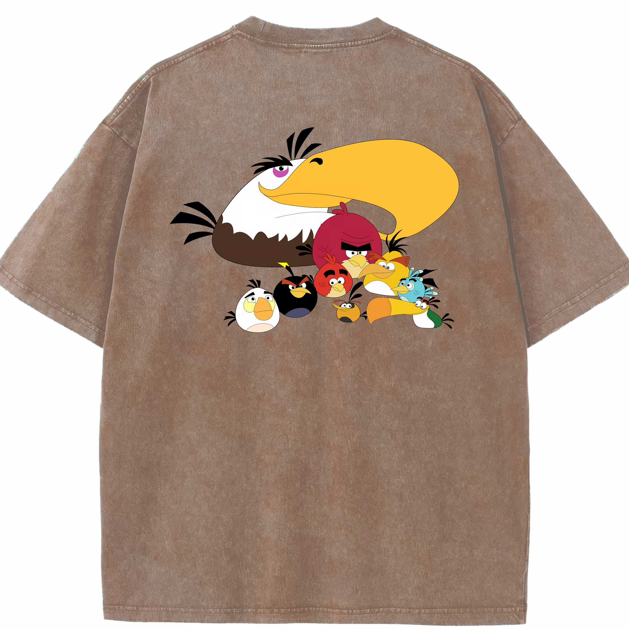 （画像用） Angry Birds アングリーバード 綿100% ヴィンテージ風 半袖Tシャツ（背面プリント）