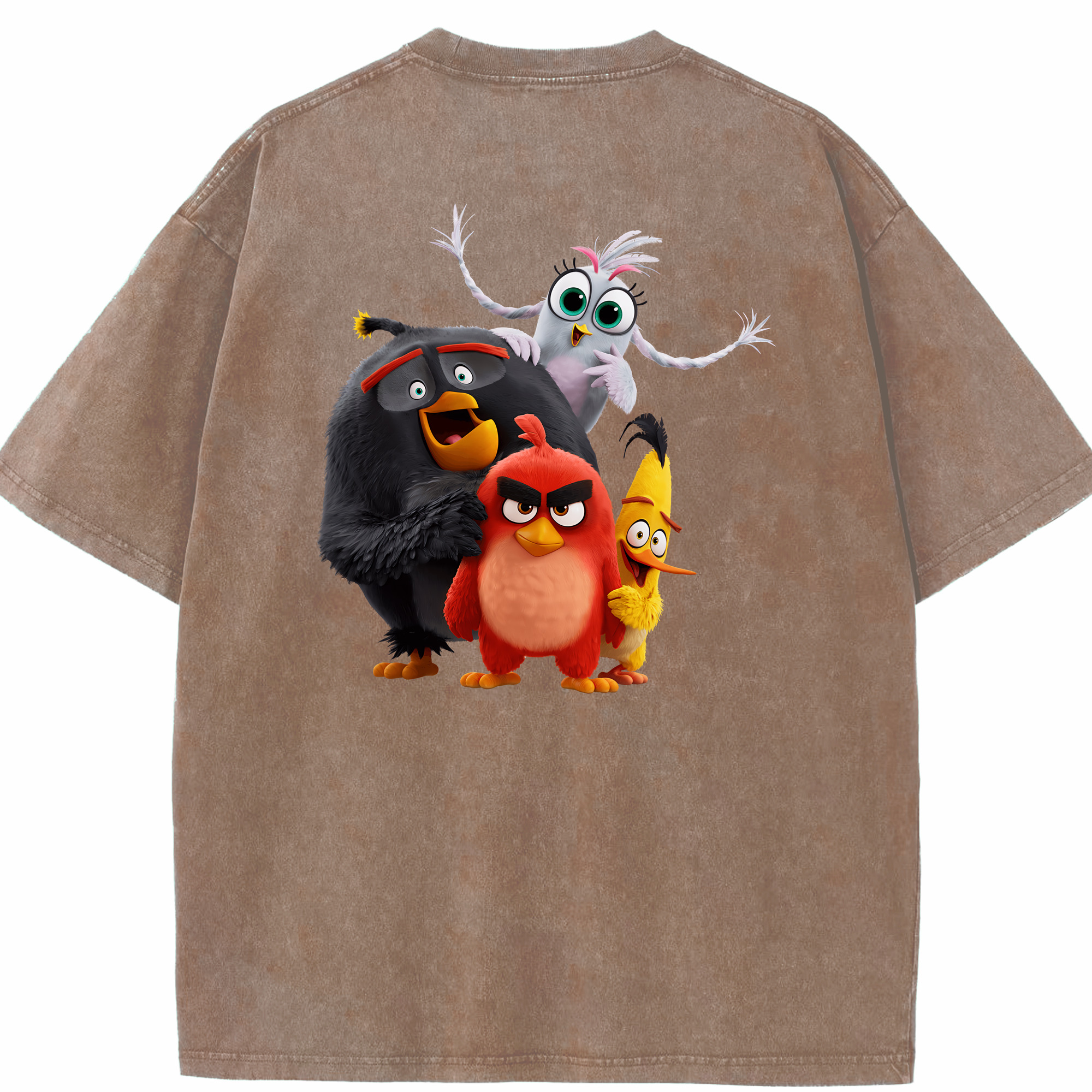 （画像用） Angry Birds アングリーバード 綿100% ヴィンテージ風 半袖Tシャツ（背面プリント）