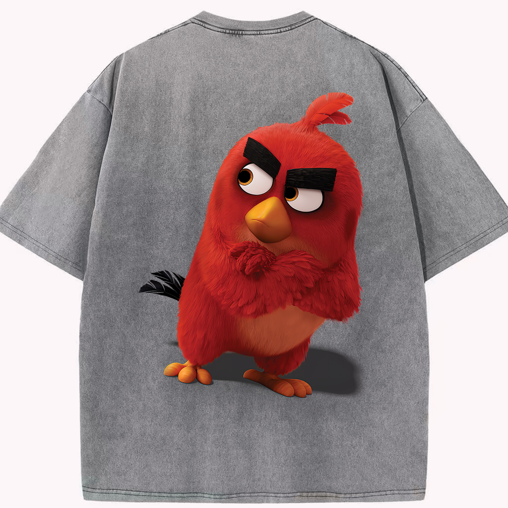 （画像用） Angry Birds アングリーバード 綿100% ヴィンテージ風 半袖Tシャツ（背面プリント）