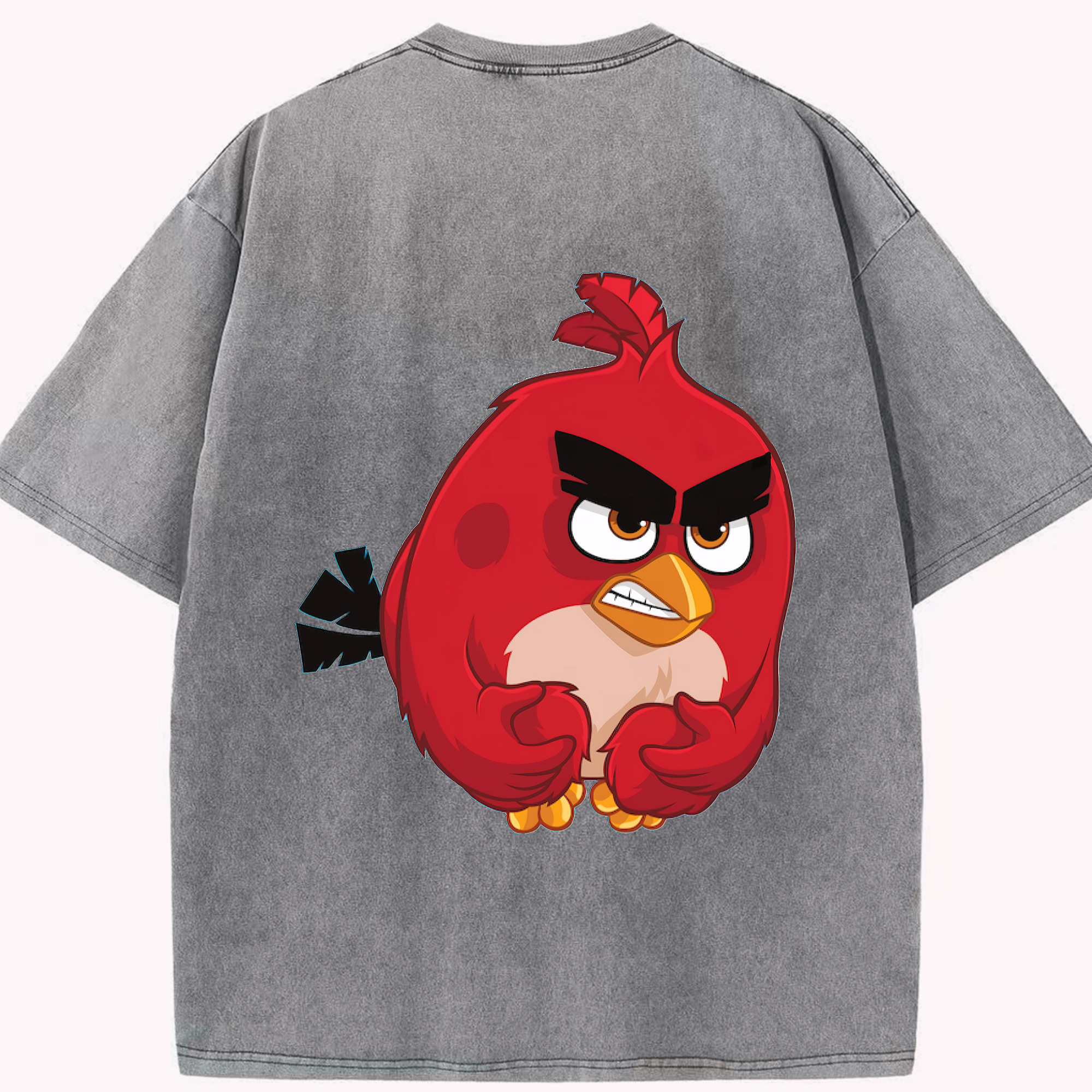 （画像用） Angry Birds アングリーバード 綿100% ヴィンテージ風 半袖Tシャツ（背面プリント）