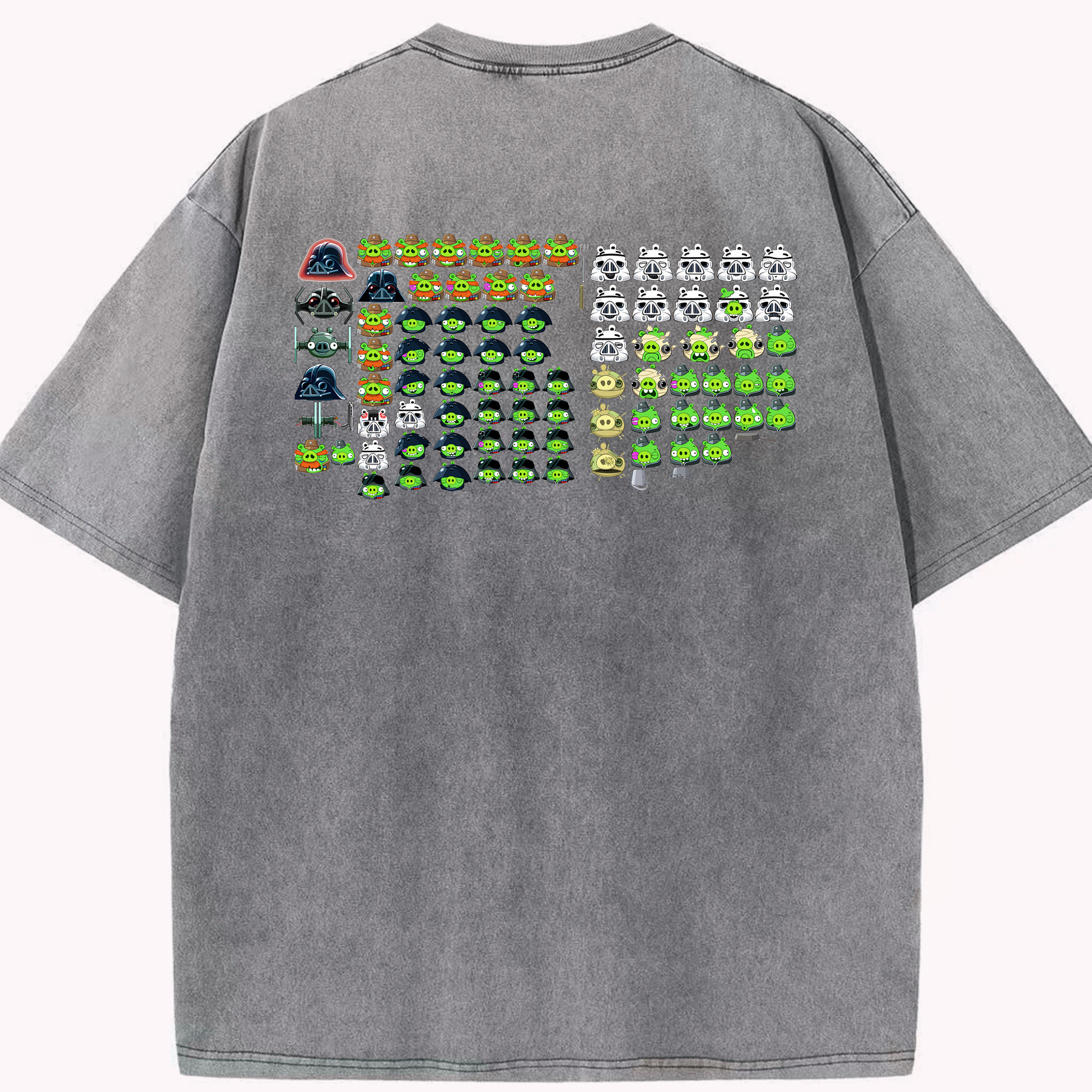 （画像用） Angry Birds アングリーバード 綿100% ヴィンテージ風 半袖Tシャツ（背面プリント）