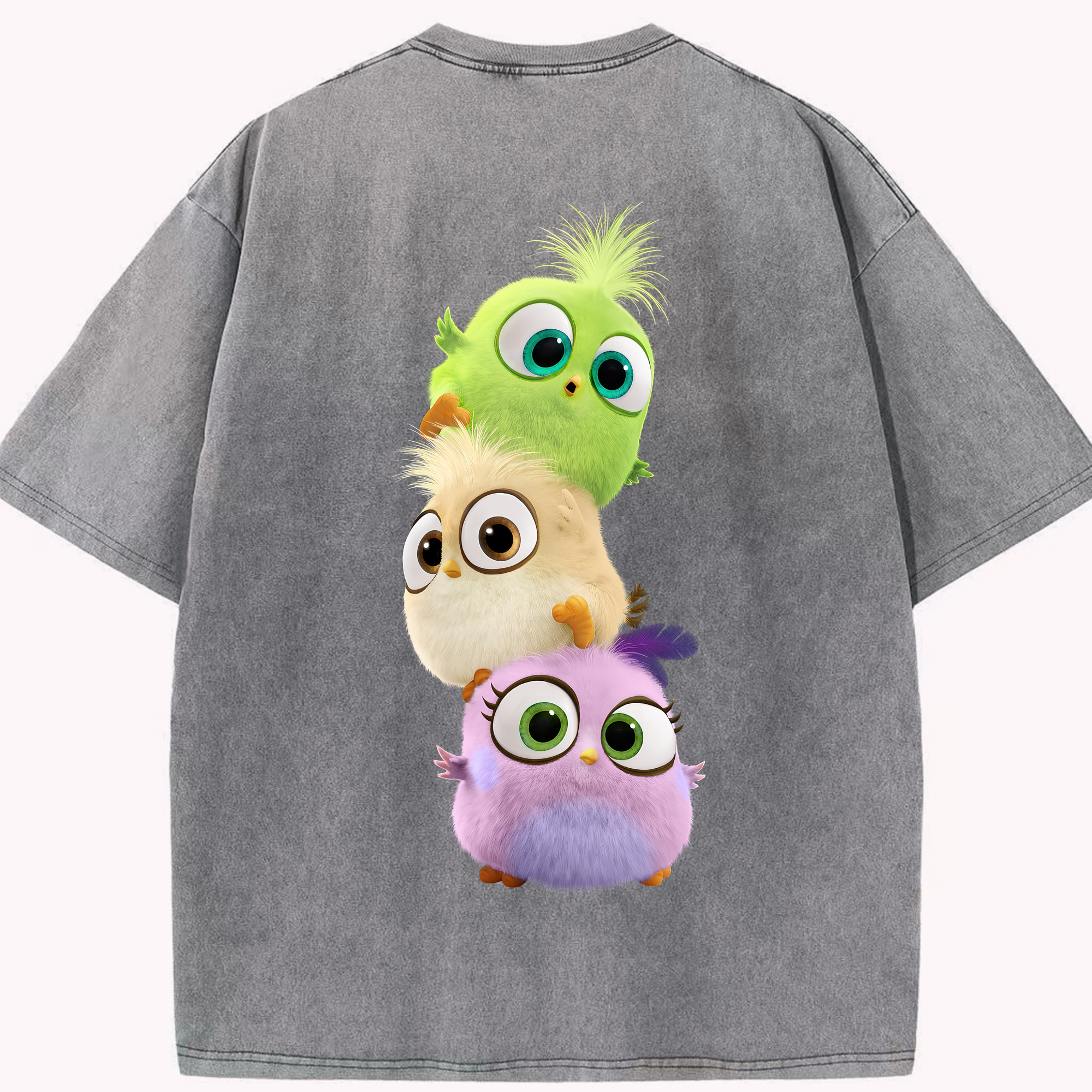 （画像用） Angry Birds アングリーバード 綿100% ヴィンテージ風 半袖Tシャツ（背面プリント）
