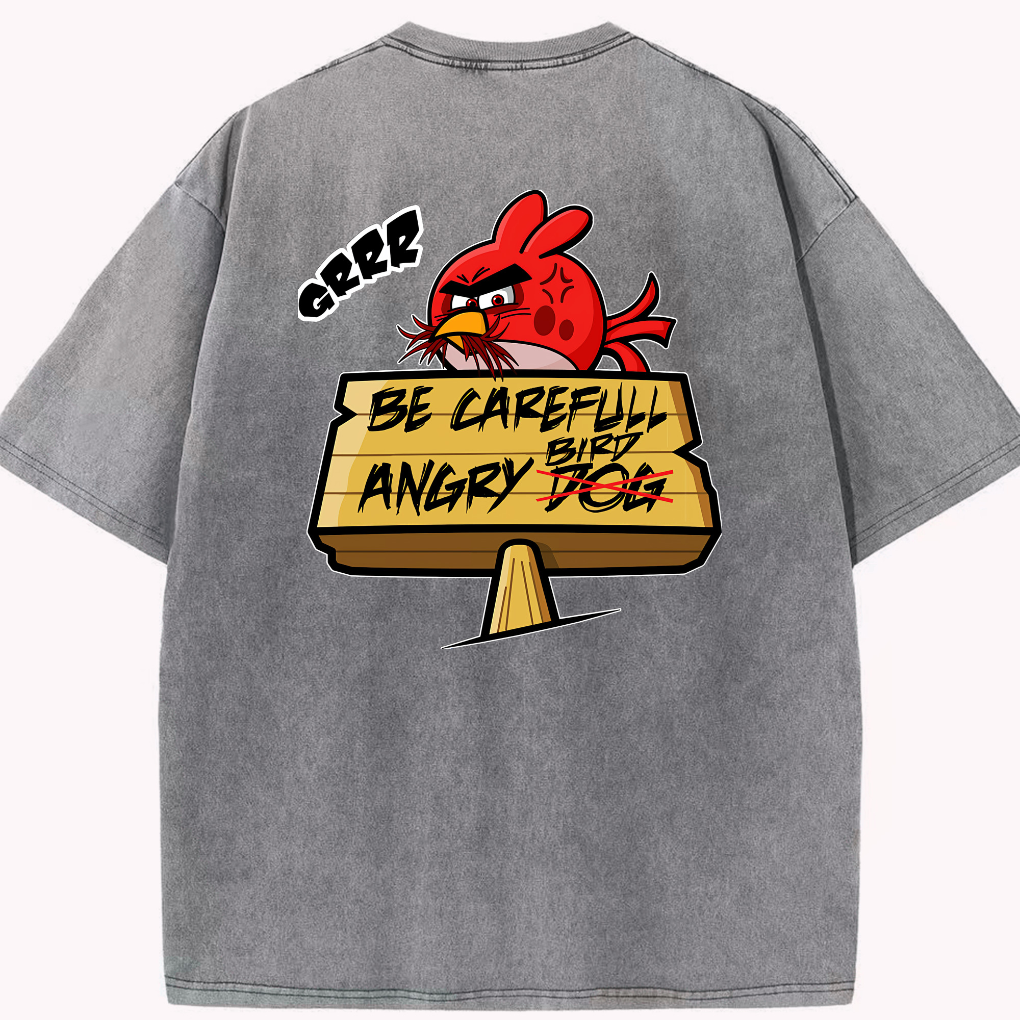 （画像用） Angry Birds アングリーバード 綿100% ヴィンテージ風 半袖Tシャツ（背面プリント）