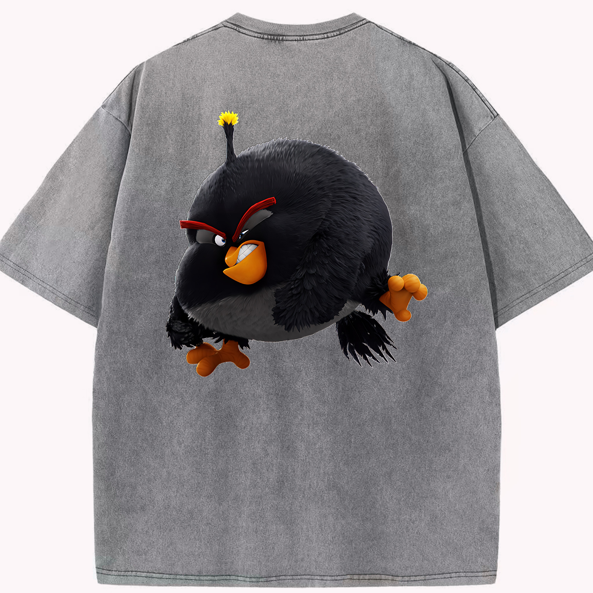 （画像用） Angry Birds アングリーバード 綿100% ヴィンテージ風 半袖Tシャツ（背面プリント）