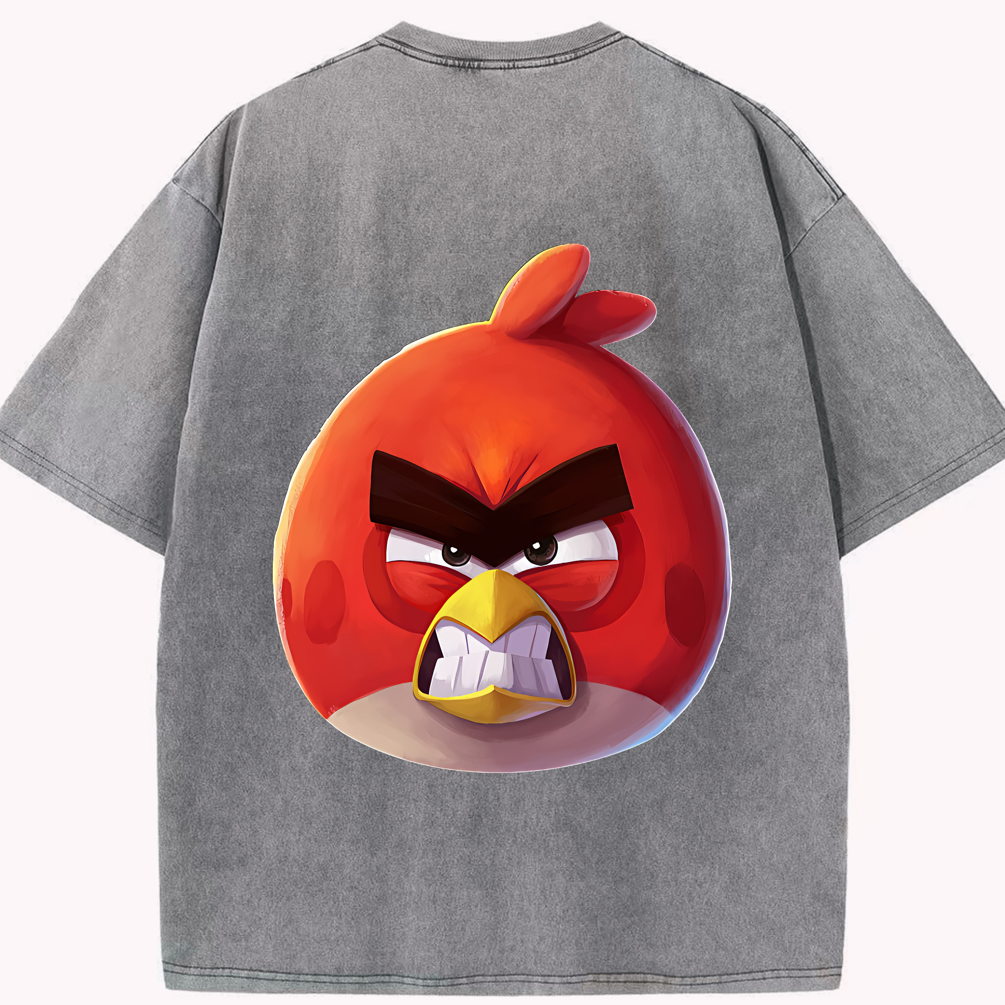 （画像用） Angry Birds アングリーバード 綿100% ヴィンテージ風 半袖Tシャツ（背面プリント）