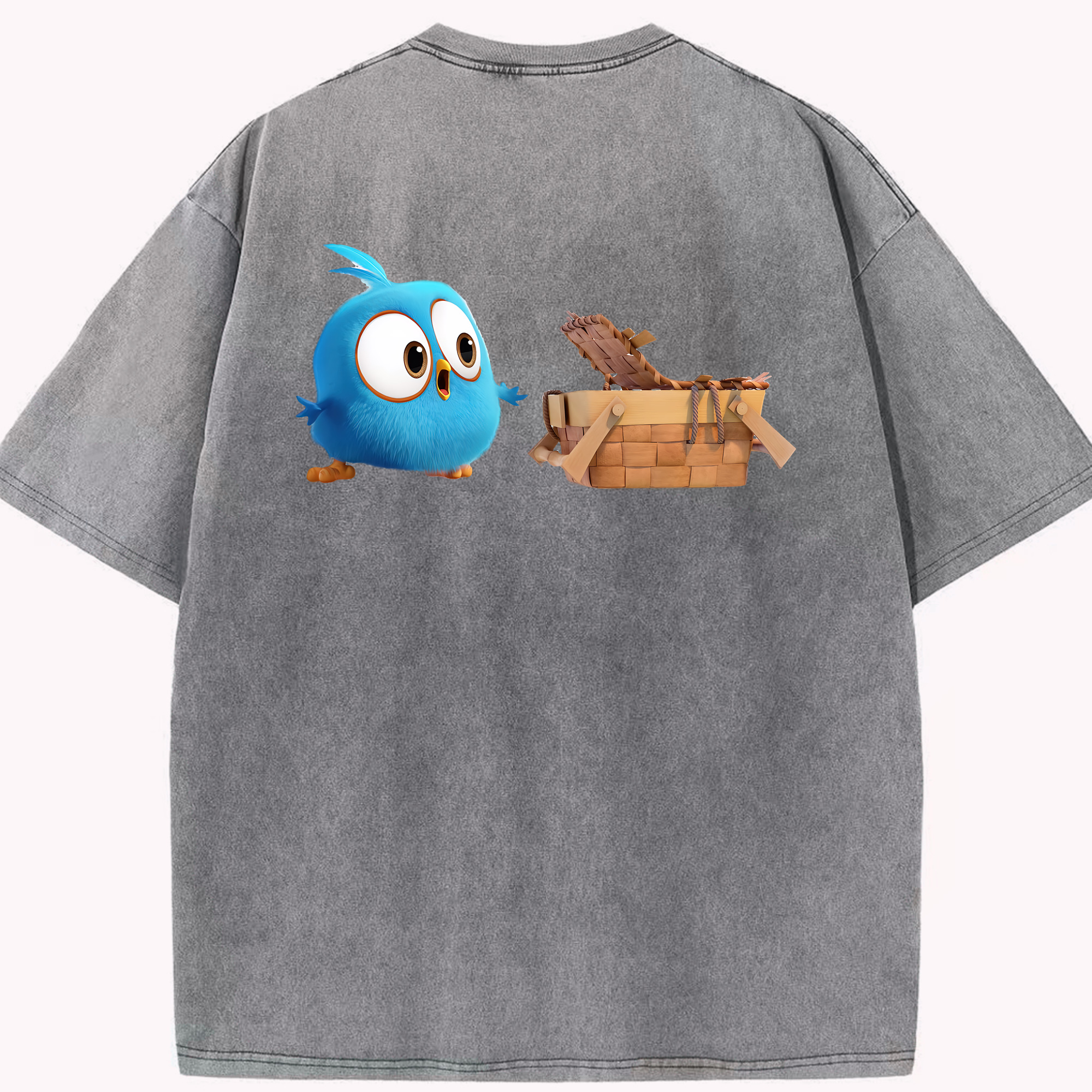 （画像用） Angry Birds アングリーバード 綿100% ヴィンテージ風 半袖Tシャツ（背面プリント）